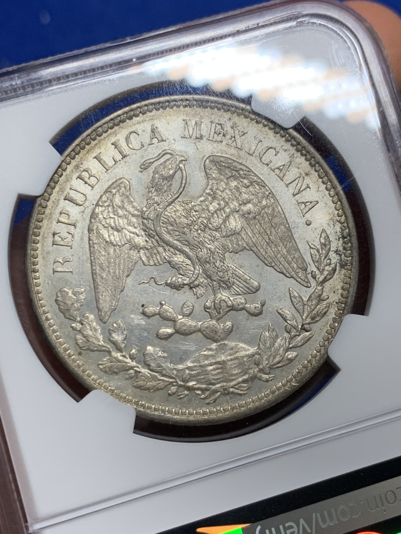 《竞宝斋》圣诞专辑  第二场  第228场 定制纪念章相赠 (全场顺丰包邮) NGC MS62 墨西哥1909年直边鹰洋 原光五彩 非常漂亮