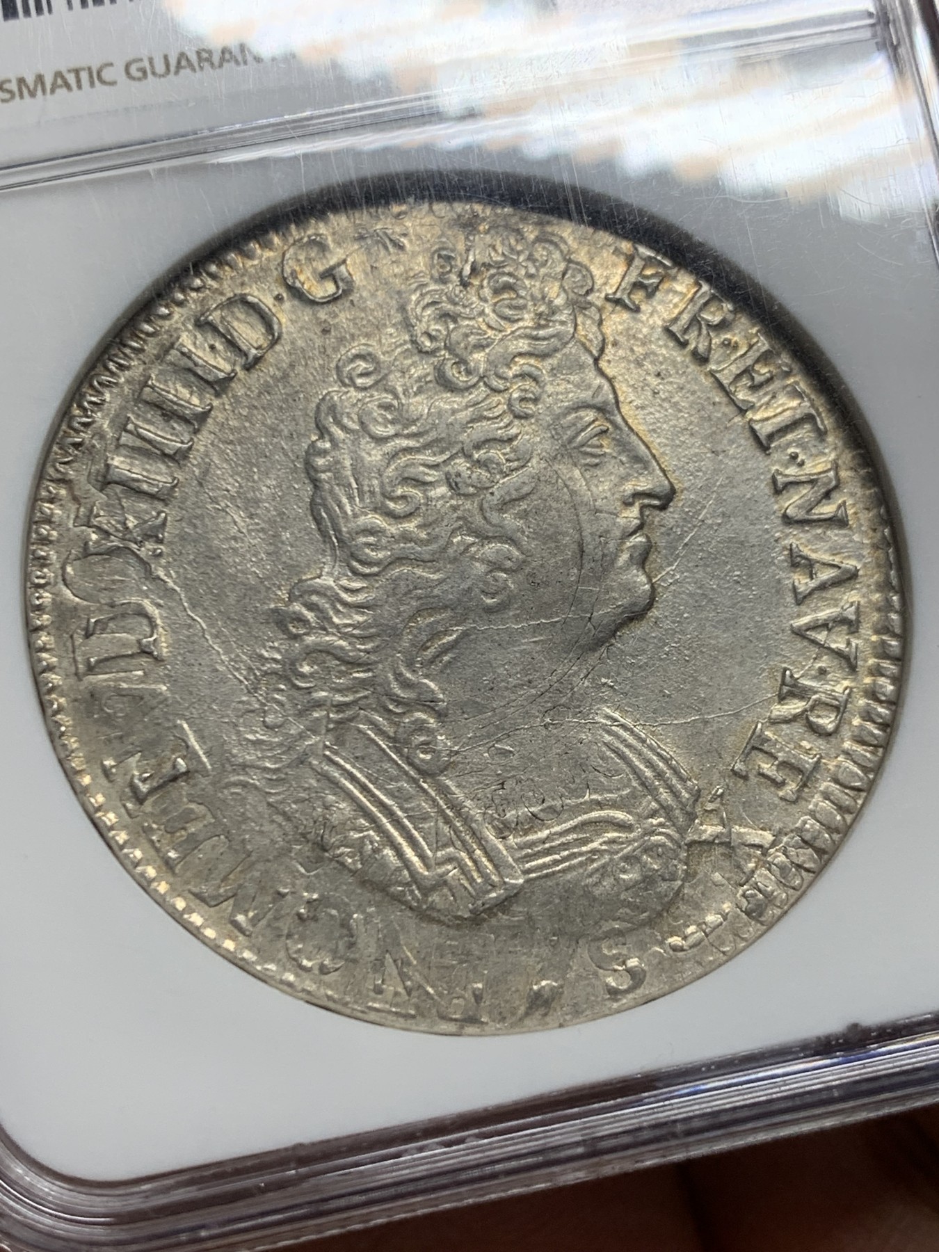 《竞宝斋》圣诞专辑  第二场  第228场 定制纪念章相赠 (全场顺丰包邮) NGC-MS58 法国 1704年 巴黎厂 珍稀度R2等级 路易十四 埃居大银币