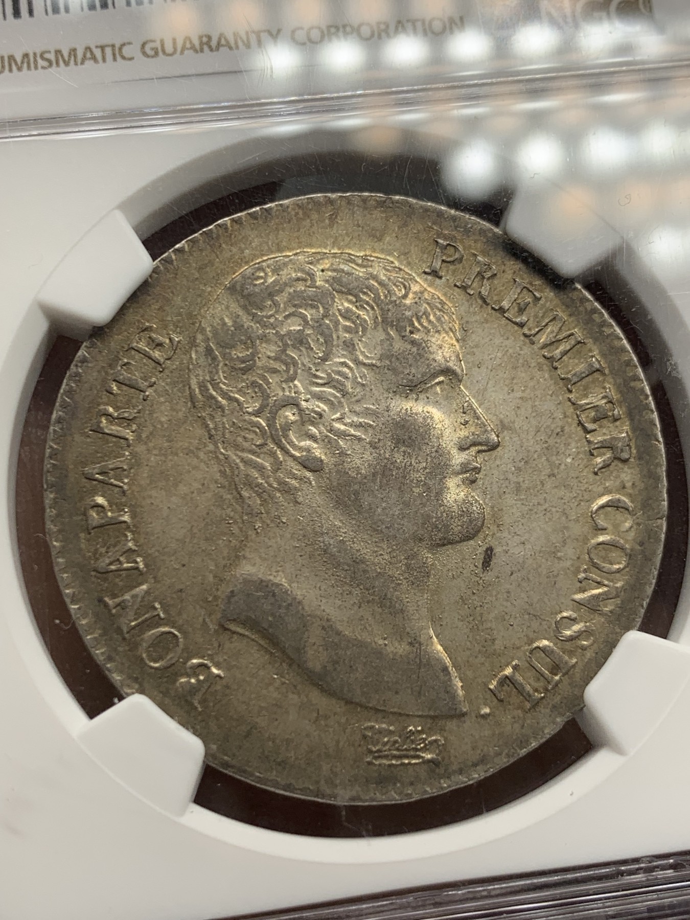 《竞宝斋》圣诞专辑  第二场  第228场 定制纪念章相赠 (全场顺丰包邮) NGC-AU58 冠军分 法国 共和12年 波尔多厂 拿破仑 5法郎银币 热门品种 发行量只有46万枚