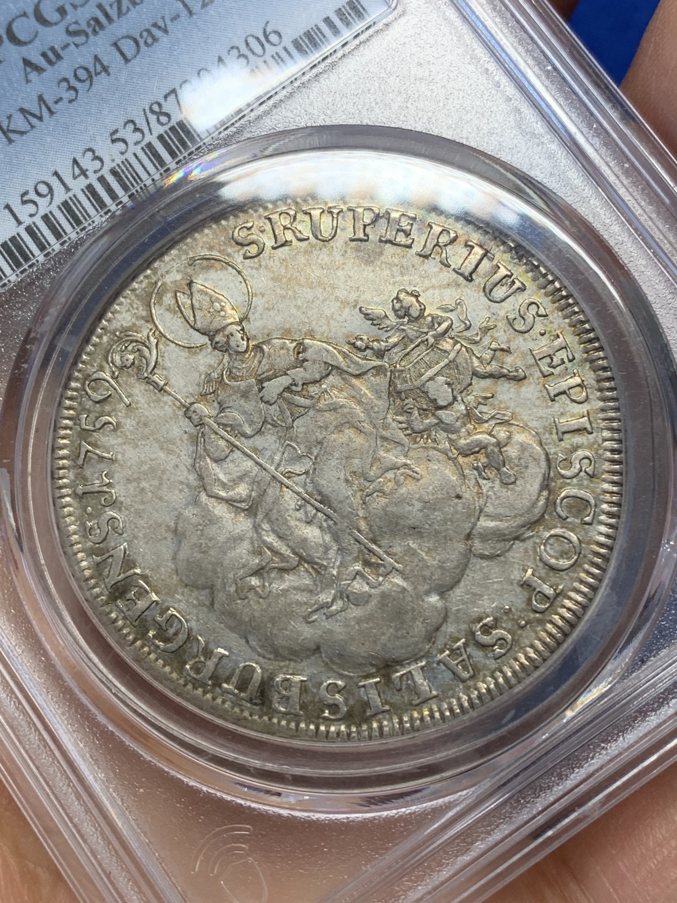 《竞宝斋》圣诞专辑  第二场  第228场 定制纪念章相赠 (全场顺丰包邮) PCGS AU53 奥地利萨尔兹堡 1759年泰勒大银币第3名