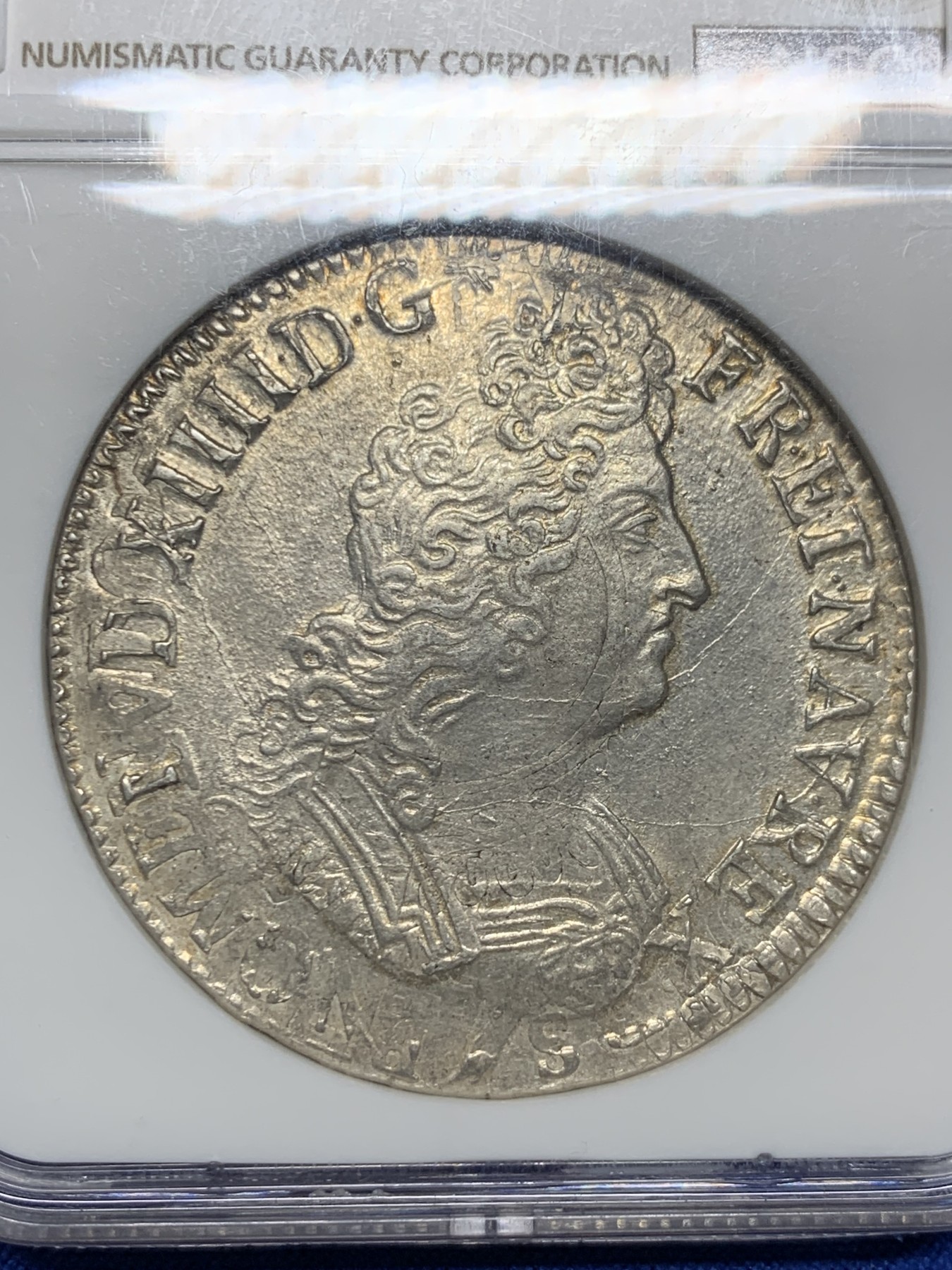 《竞宝斋》圣诞专辑  第二场  第228场 定制纪念章相赠 (全场顺丰包邮) NGC-MS58 法国 1704年 巴黎厂 珍稀度R2等级 路易十四 埃居大银币