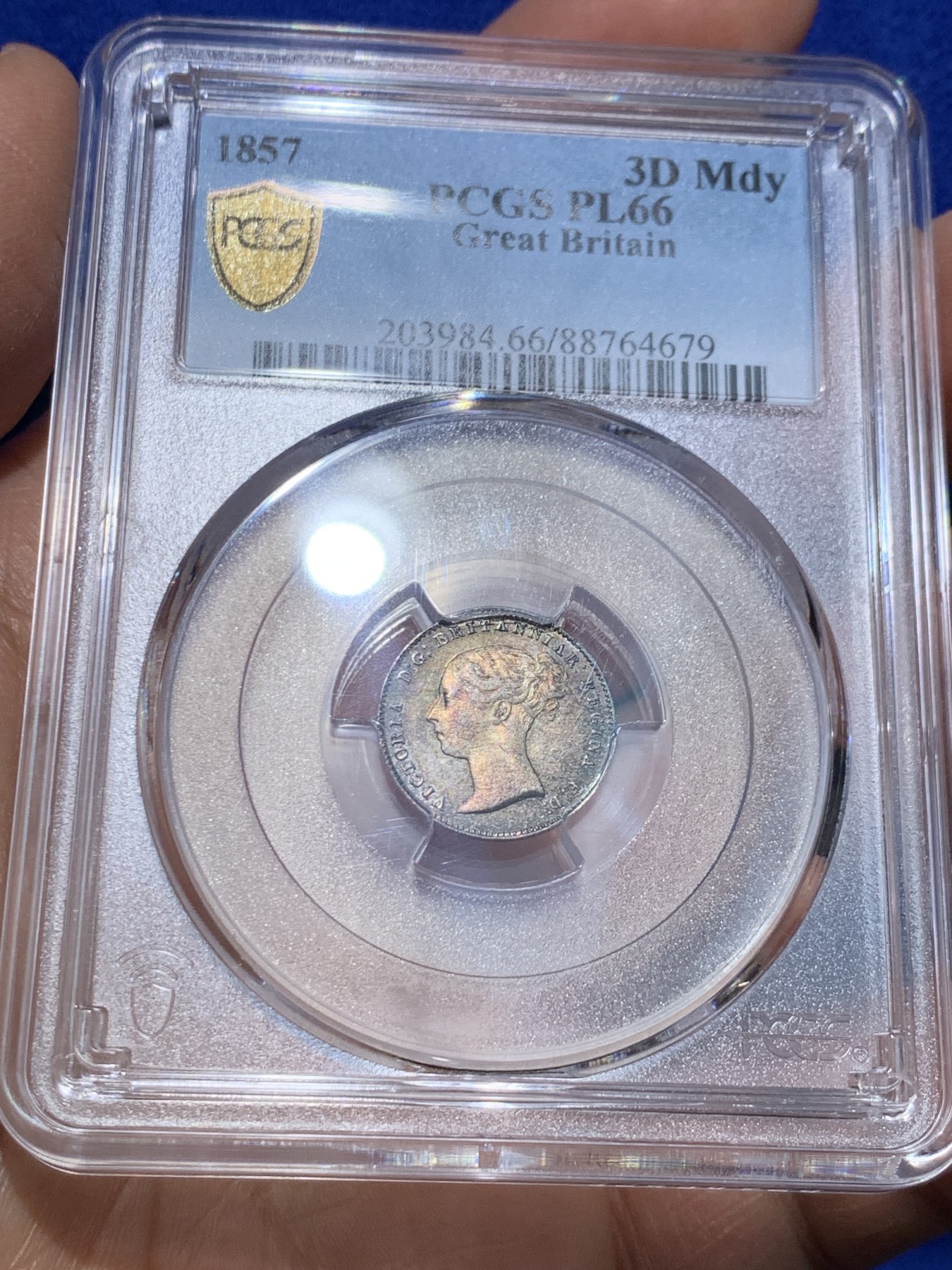 《竞宝斋》圣诞专辑  第二场  第228场 定制纪念章相赠 (全场顺丰包邮) 4枚一组 PCGS PL63-67 英国1857小维早期濯足币，1D+2D+3D+4D面值，顶级分数PL状态，附送原盒传承有序