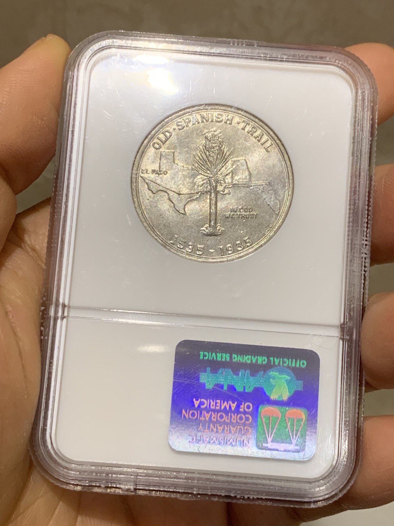 《竞宝斋》圣诞专辑  第二场  第228场 定制纪念章相赠 (全场顺丰包邮) NGC-MS66 美国 1935年 西班牙小道 半美元纪念币 半美元纪念币中的难点 老盒高分 收藏一步到位