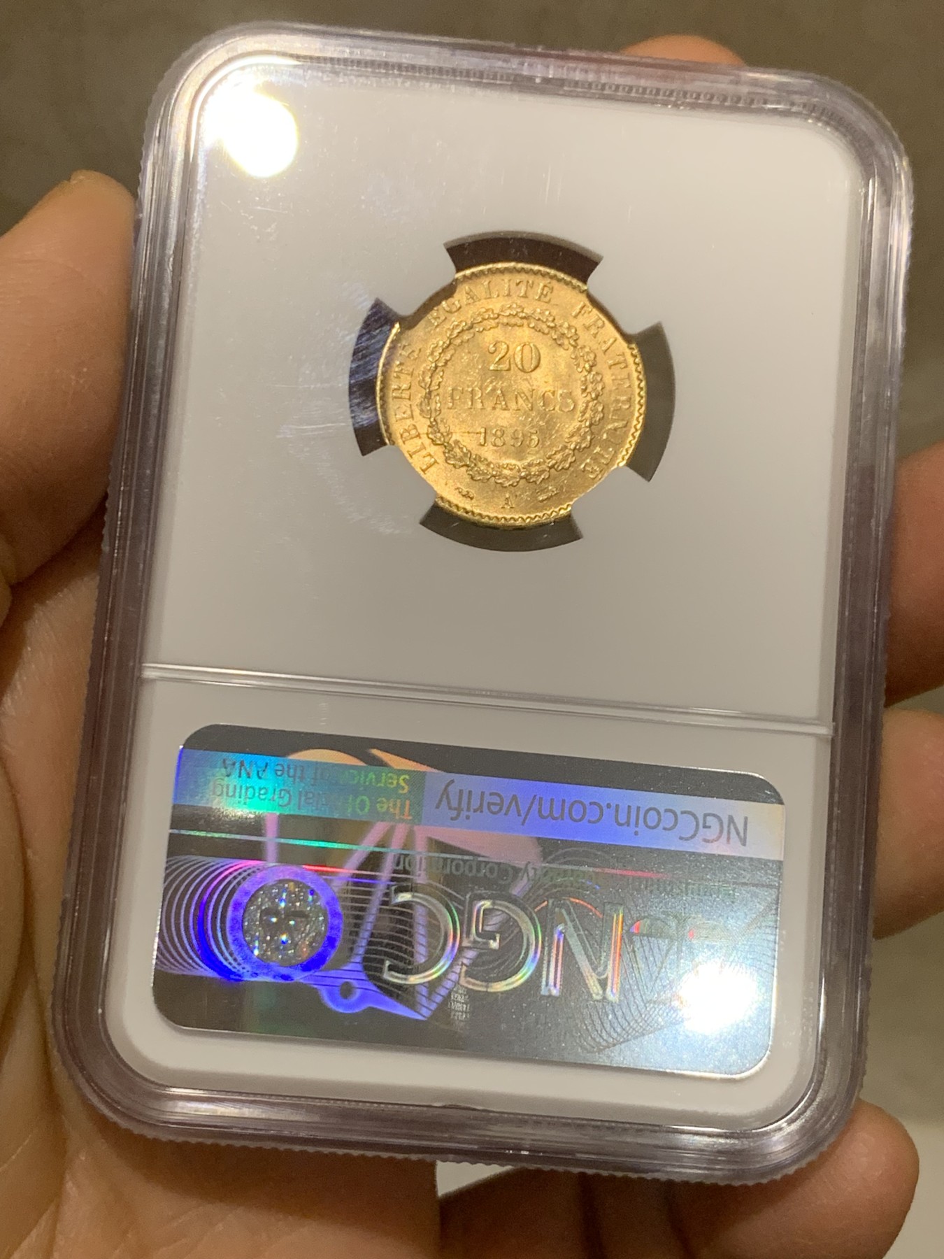 《竞宝斋》圣诞专辑  第二场  第228场 定制纪念章相赠 (全场顺丰包邮) NGC-MS62 法国 1895年 天使20法郎金币 转光好品 热门品种 漂亮