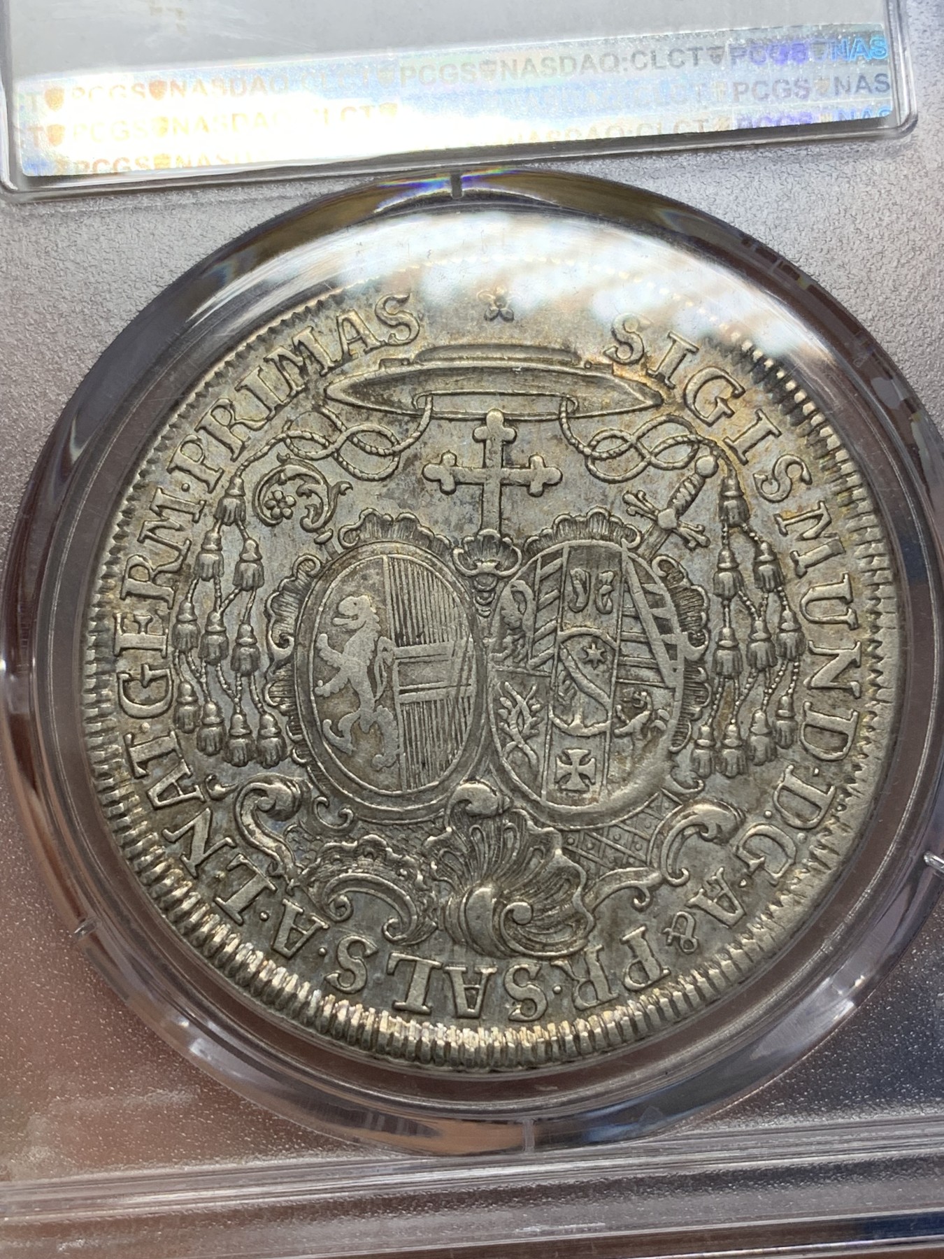 《竞宝斋》圣诞专辑  第二场  第228场 定制纪念章相赠 (全场顺丰包邮) PCGS AU53 奥地利萨尔兹堡 1759年泰勒大银币第3名
