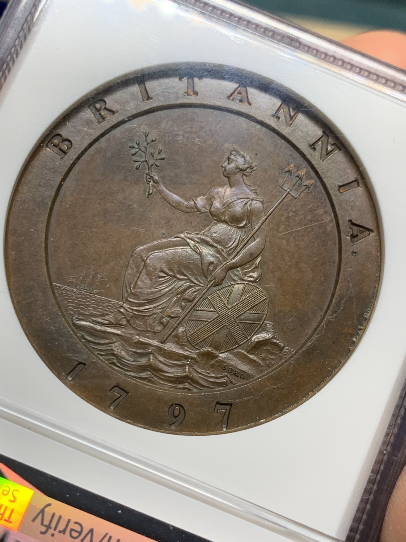 《竞宝斋》圣诞专辑  第二场  第228场 定制纪念章相赠 (全场顺丰包邮) NGC PF62 英国1797乔治三世精制车轮2便士，世界上最早的机制币，SOHO名誉品