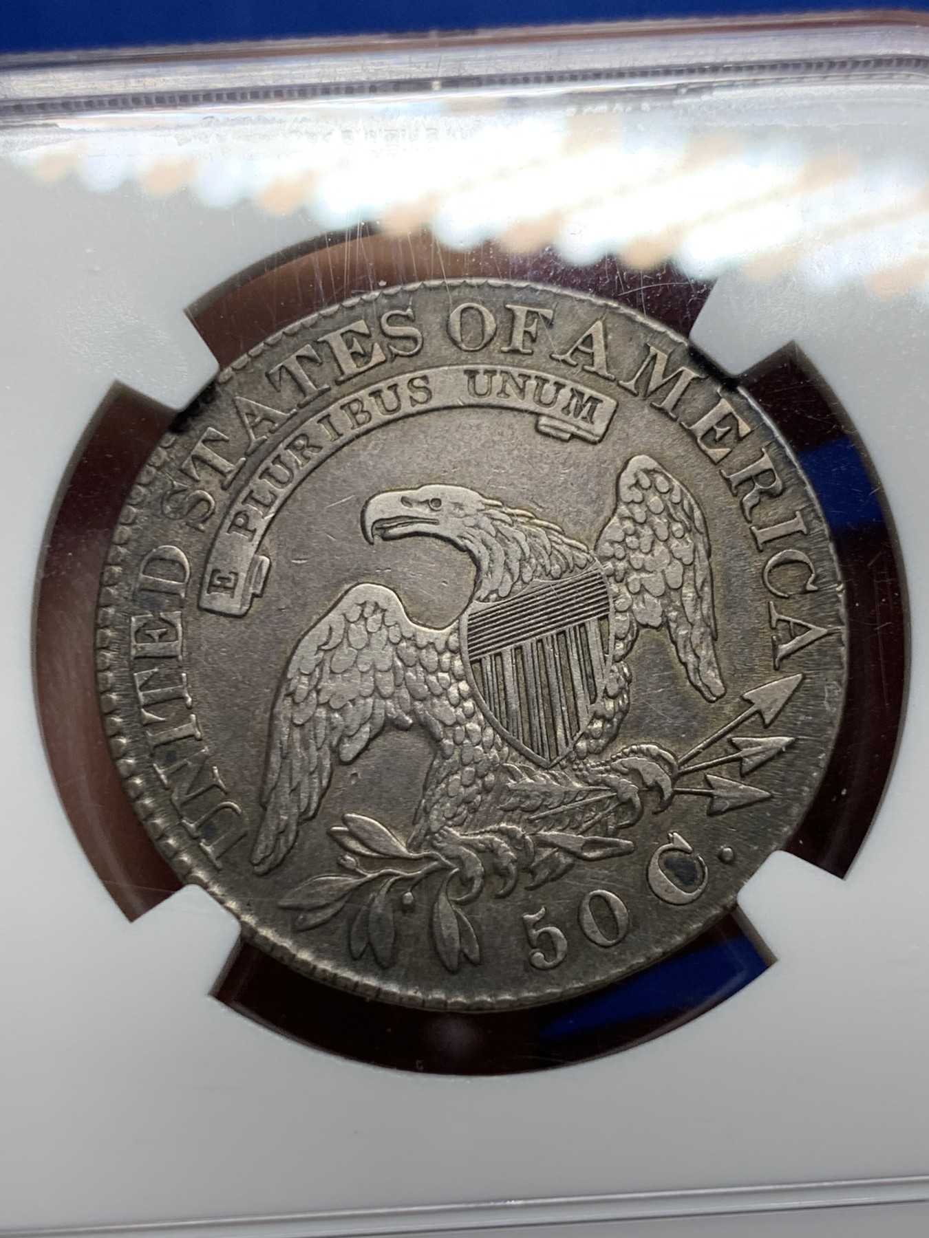 《竞宝斋》圣诞专辑  第二场  第228场 定制纪念章相赠 (全场顺丰包邮) NGC AUD 美国1828年美利坚女人大波浪半美元银币 极少见品种 底板佳 细节好 未见清洗