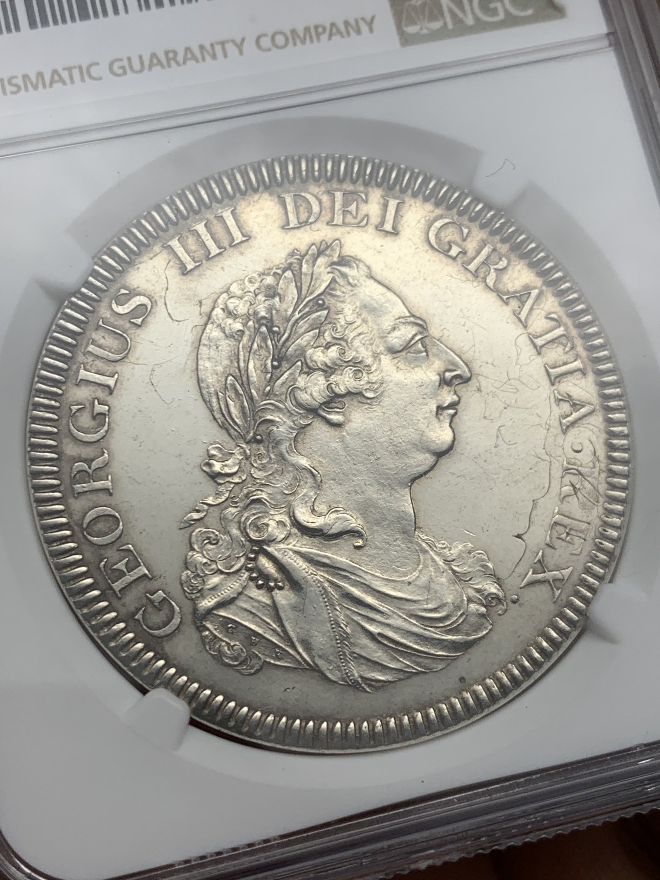 《竞宝斋》圣诞专辑  第二场  第228场 定制纪念章相赠 (全场顺丰包邮) NGC UNCD 英国1804年乔治三世5先令银币 ESC-148稀有版别