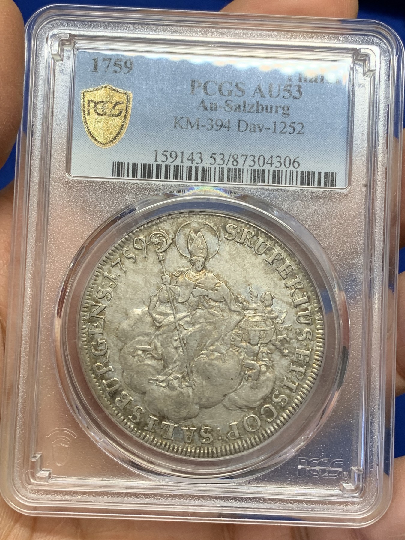 《竞宝斋》圣诞专辑  第二场  第228场 定制纪念章相赠 (全场顺丰包邮) PCGS AU53 奥地利萨尔兹堡 1759年泰勒大银币第3名
