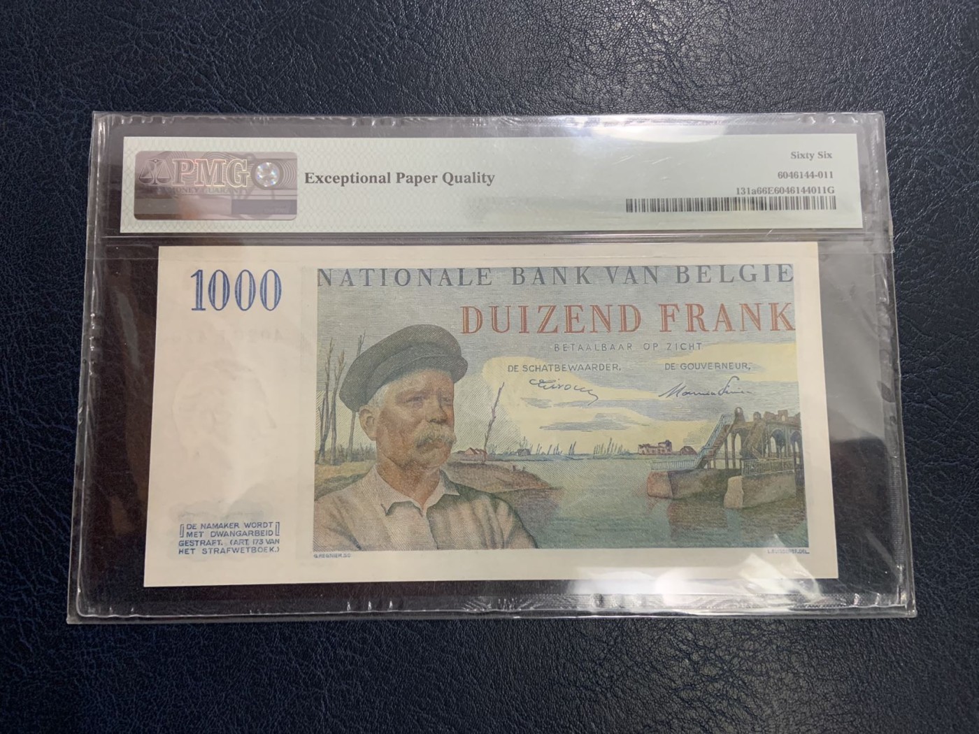收藏联盟Quantum Auction 第313期拍卖  比利时1951年1000法郎 PMG66 阿尔贝一世国王 稀少品种