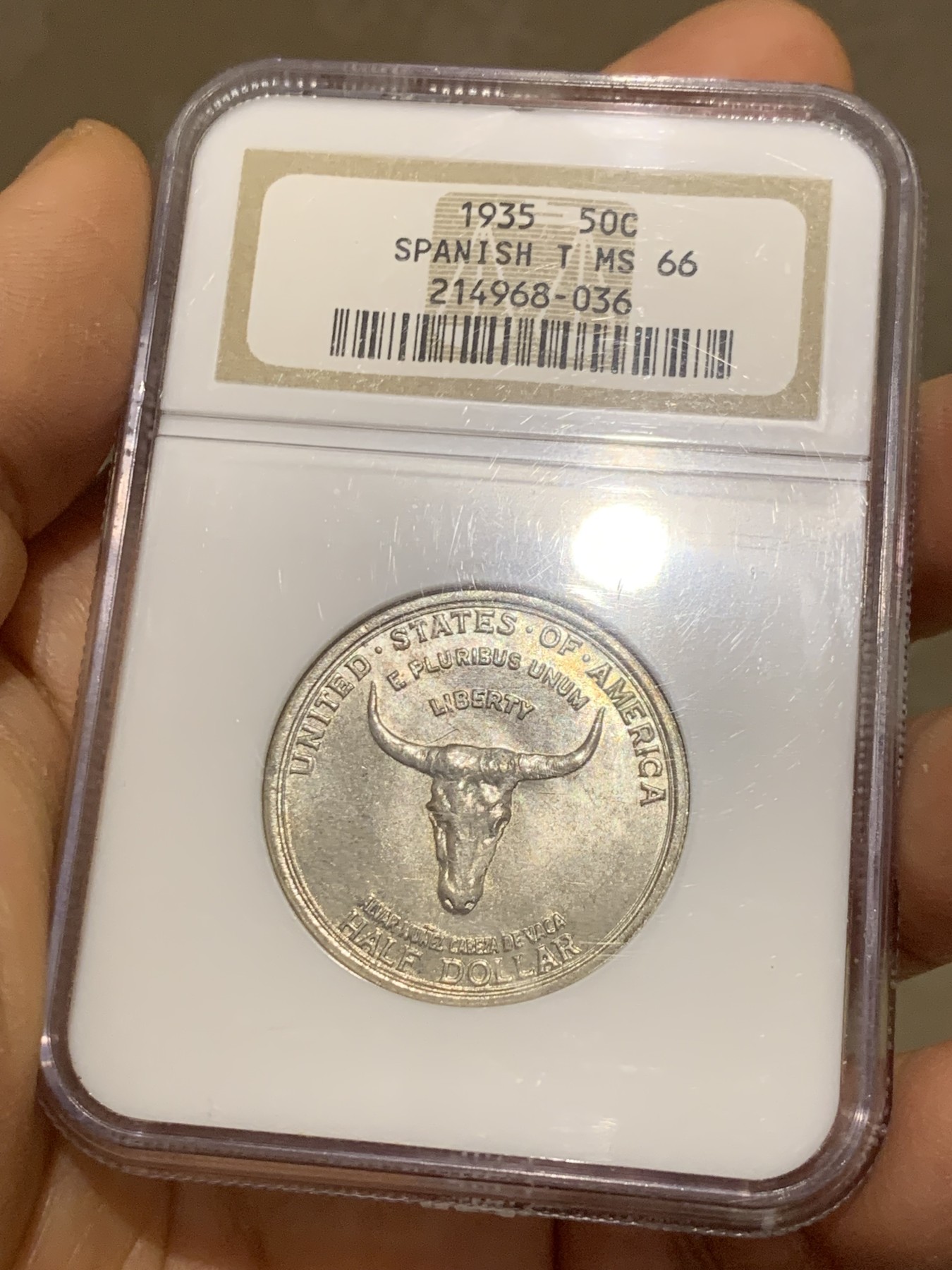 《竞宝斋》圣诞专辑  第二场  第228场 定制纪念章相赠 (全场顺丰包邮) NGC-MS66 美国 1935年 西班牙小道 半美元纪念币 半美元纪念币中的难点 老盒高分 收藏一步到位