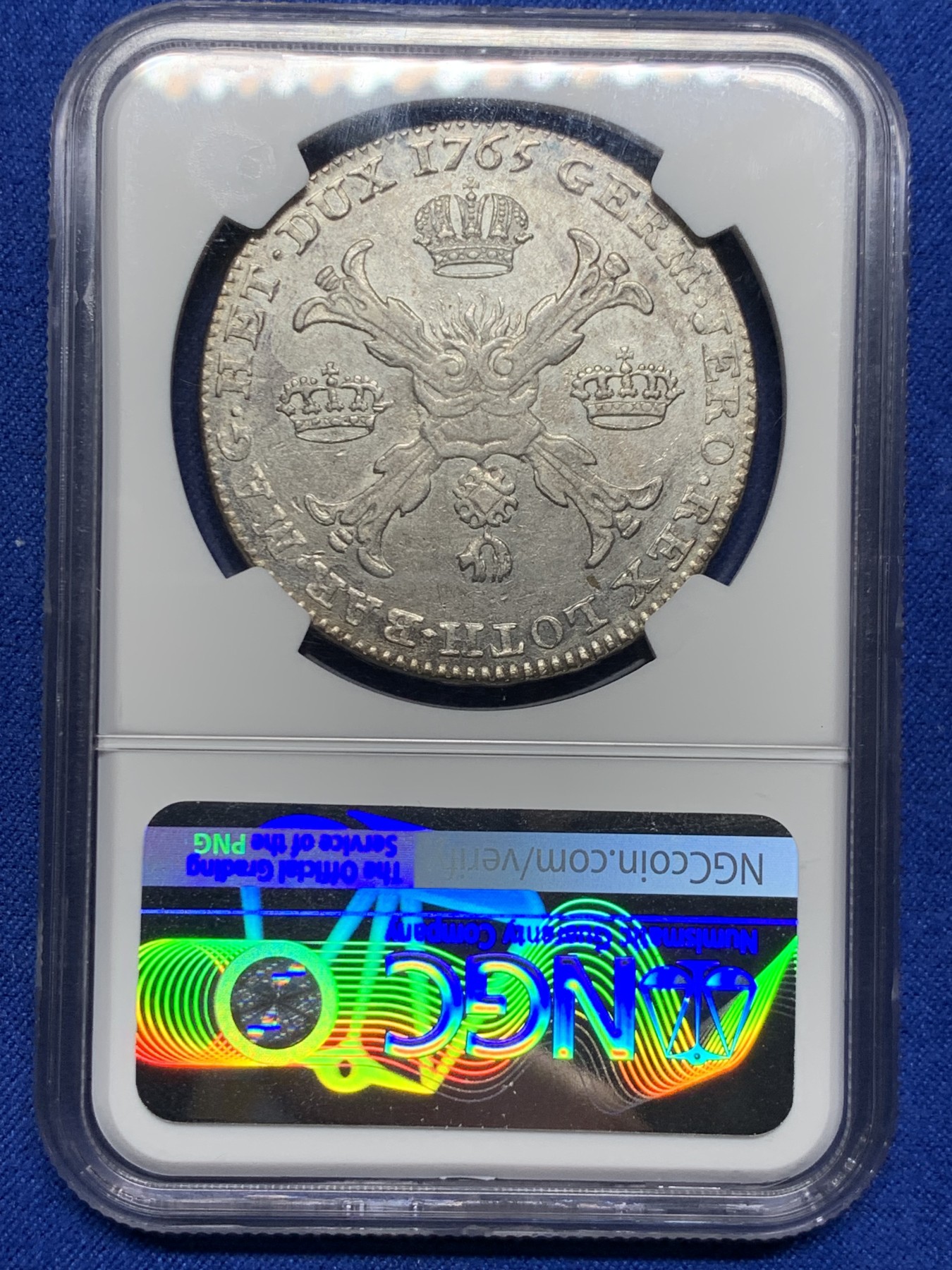 《竞宝斋》圣诞专辑  第二场  第228场 定制纪念章相赠 (全场顺丰包邮) NGC-AU58 1765年奥属尼德兰1泰勒大银币 唯一评级记录，君主为大奶妈与弗朗茨一世，比单独大奶妈那版少很多，底板很好，高点也在，有些低评了