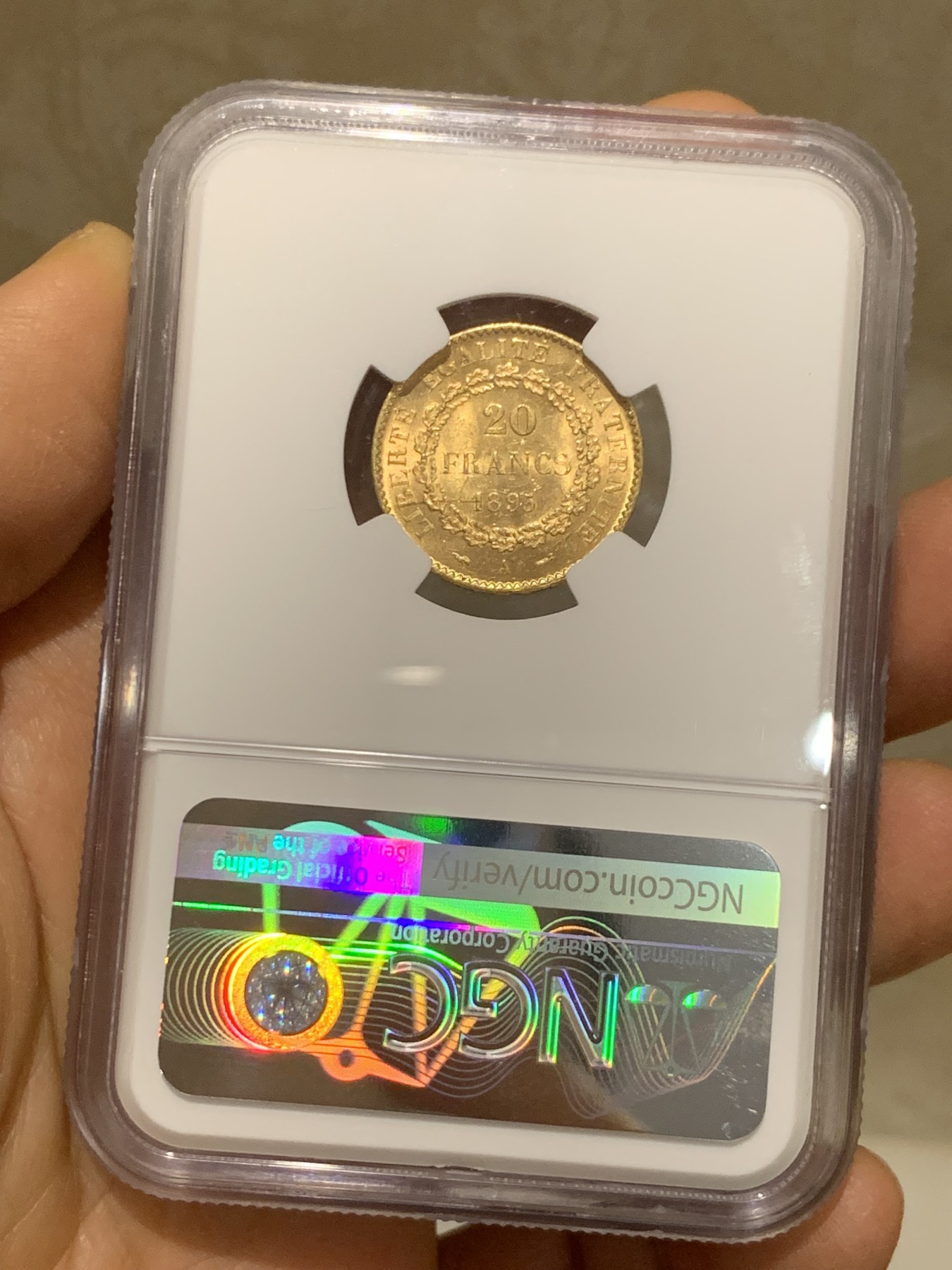 《竞宝斋》圣诞专辑  第二场  第228场 定制纪念章相赠 (全场顺丰包邮) NGC-MS62 法国 1895年 天使20法郎金币 转光好品 热门品种 漂亮