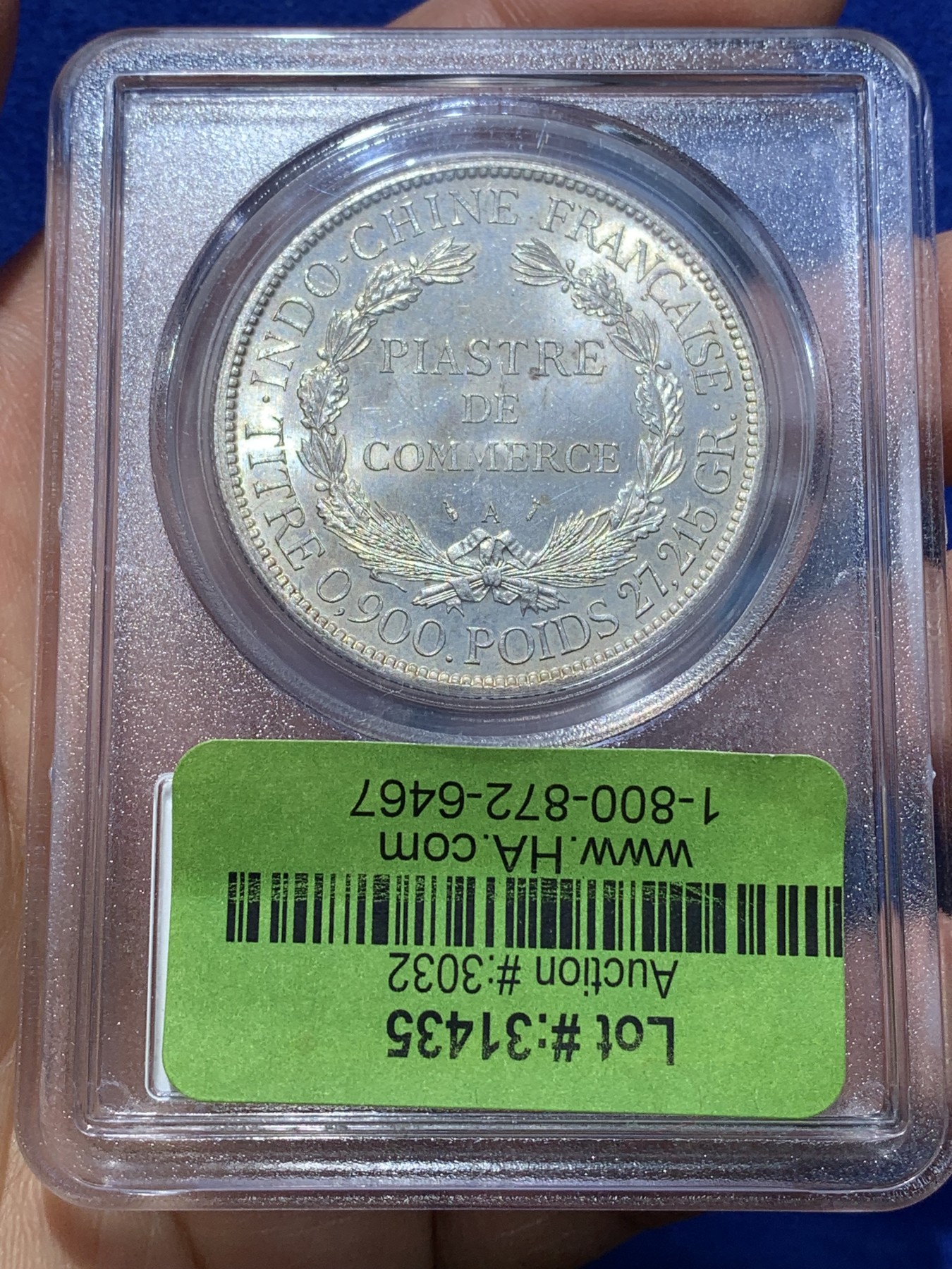 《竞宝斋》圣诞专辑  第二场  第228场 定制纪念章相赠 (全场顺丰包邮) PCGS MS63 法属印支 1895年加重坐洋，车轮炫光！