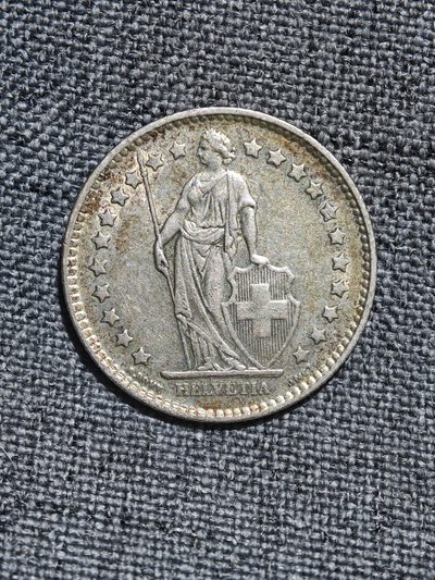 外国硬币收藏店第6期 - 瑞士1959年盾牌女神1法郎银币