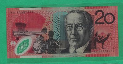 澳大利亚2010年20元 无4 塑料钞 实物图 八五品 - 澳大利亚2010年20元 无4 塑料钞 实物图 八五品