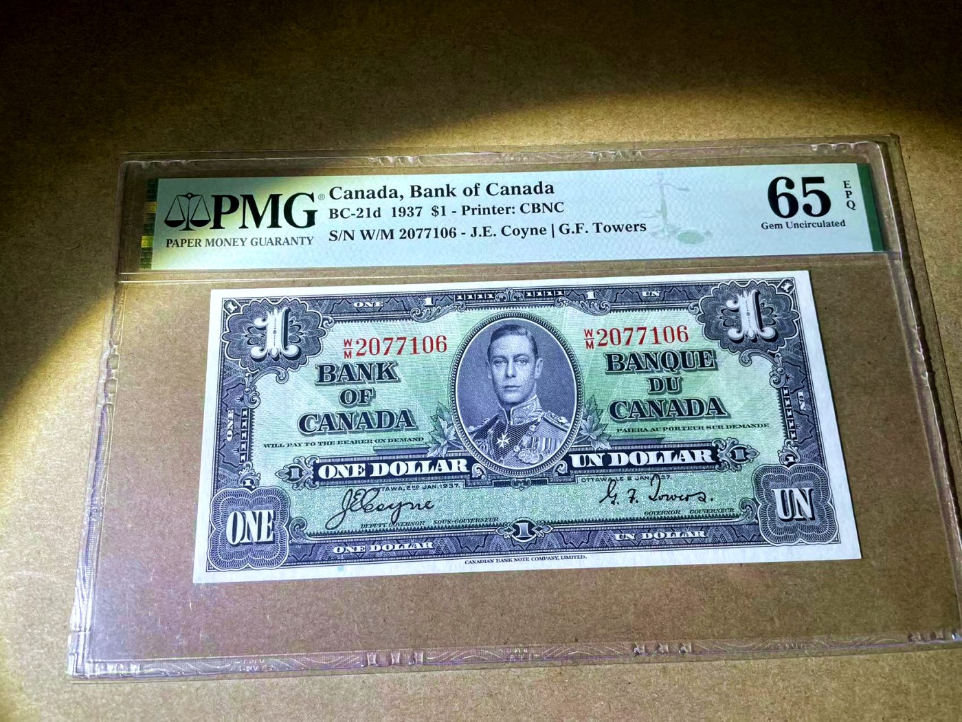 【Blue Auction】✨世界纸币精拍第410期【精】 加拿大 1937年1元 乔治六世 丰收女神 PMG65EPQ 绝品