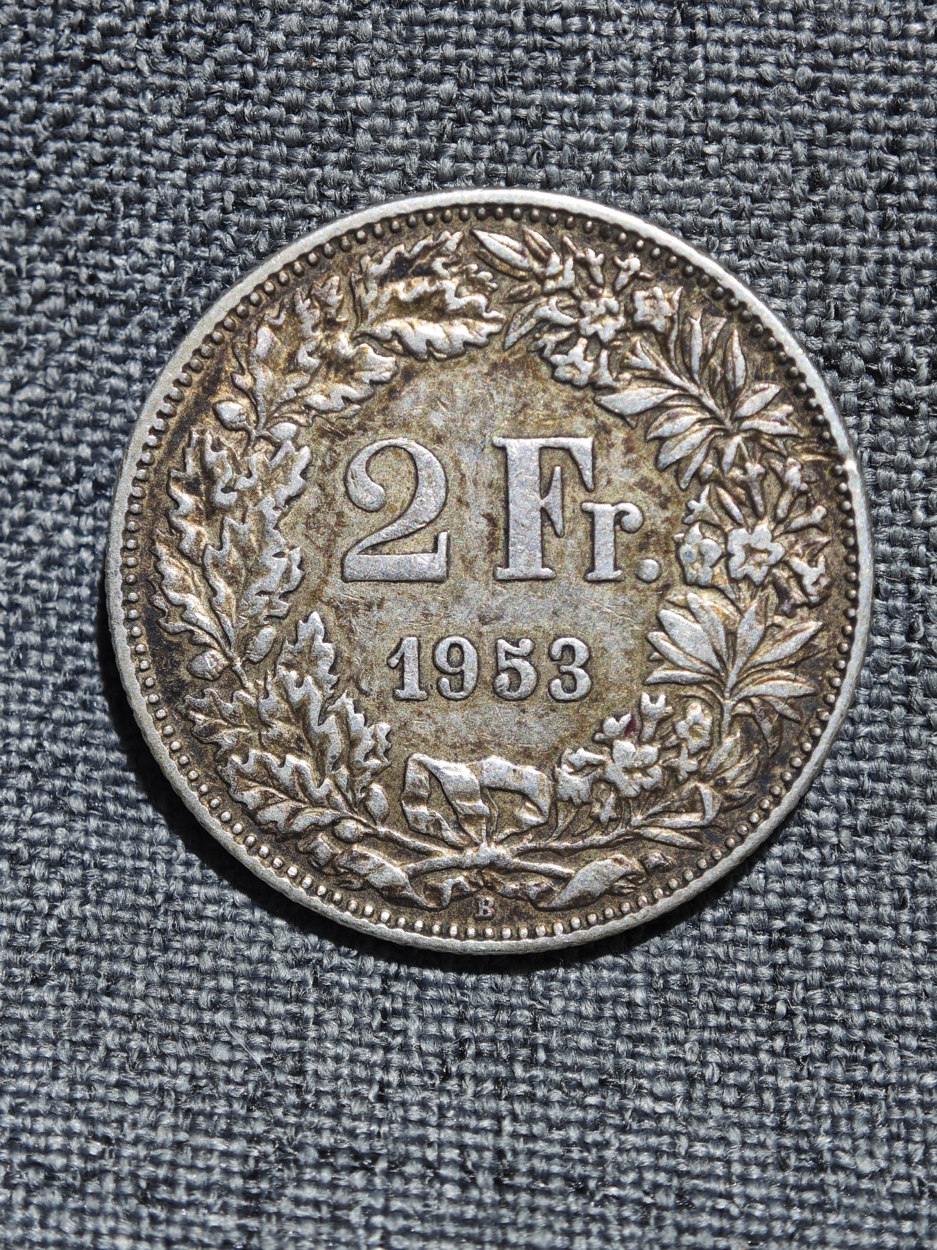 外国硬币收藏店第6期 瑞士1953年盾牌女神2法郎硬币