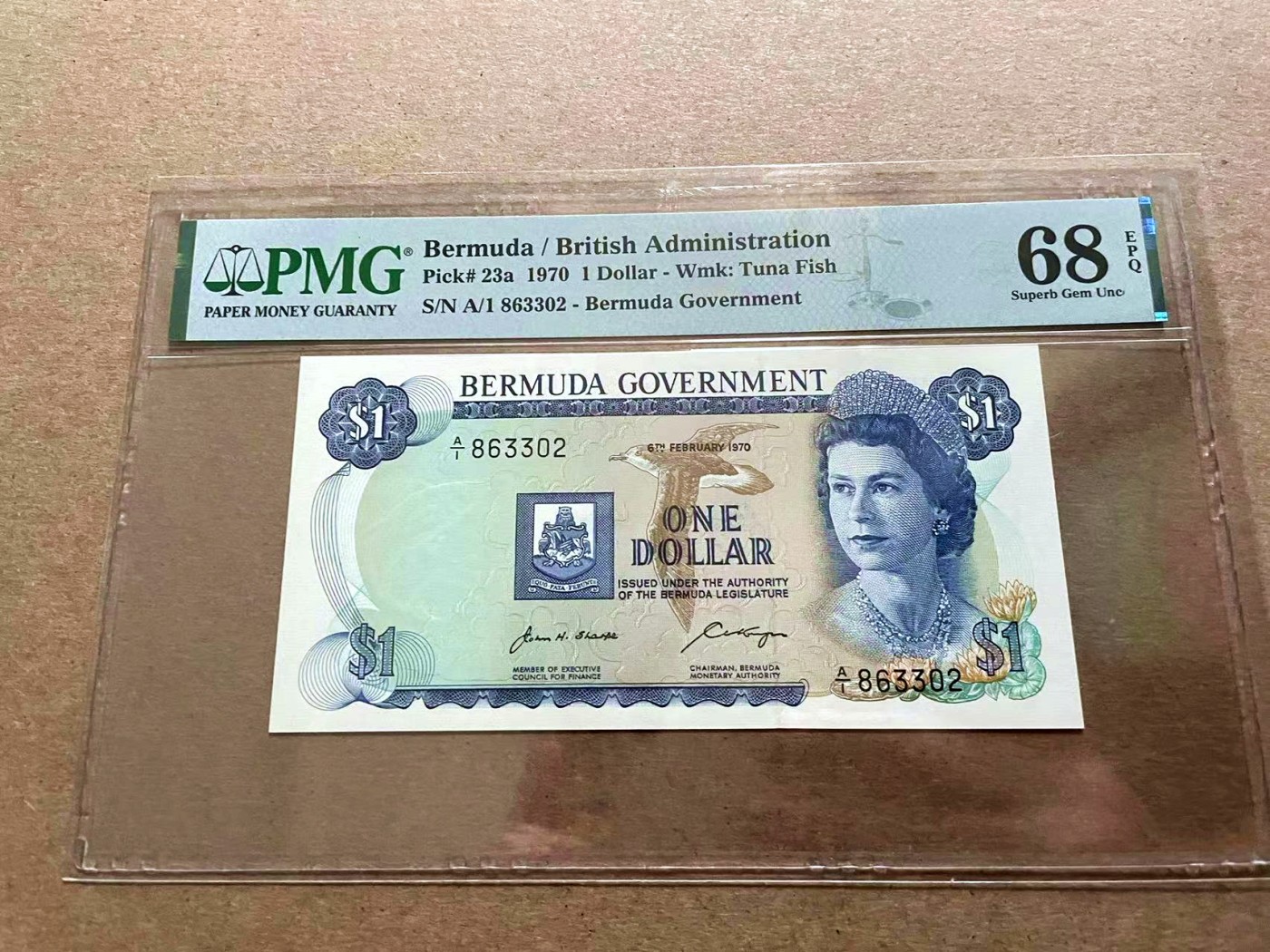 【Blue Auction】✨世界纸币精拍第410期【精】 【冠军分 A1首发冠 无47】百慕大 1970年1元 高冠女王 PMG68EPQ 超高分
