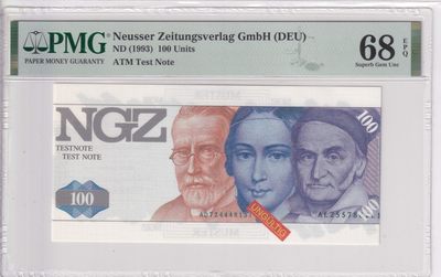 🌗乐淘淘世界纸币收藏拍卖 第36期🌓 德国DEU公司1993年测试钞 PMG68EPQ