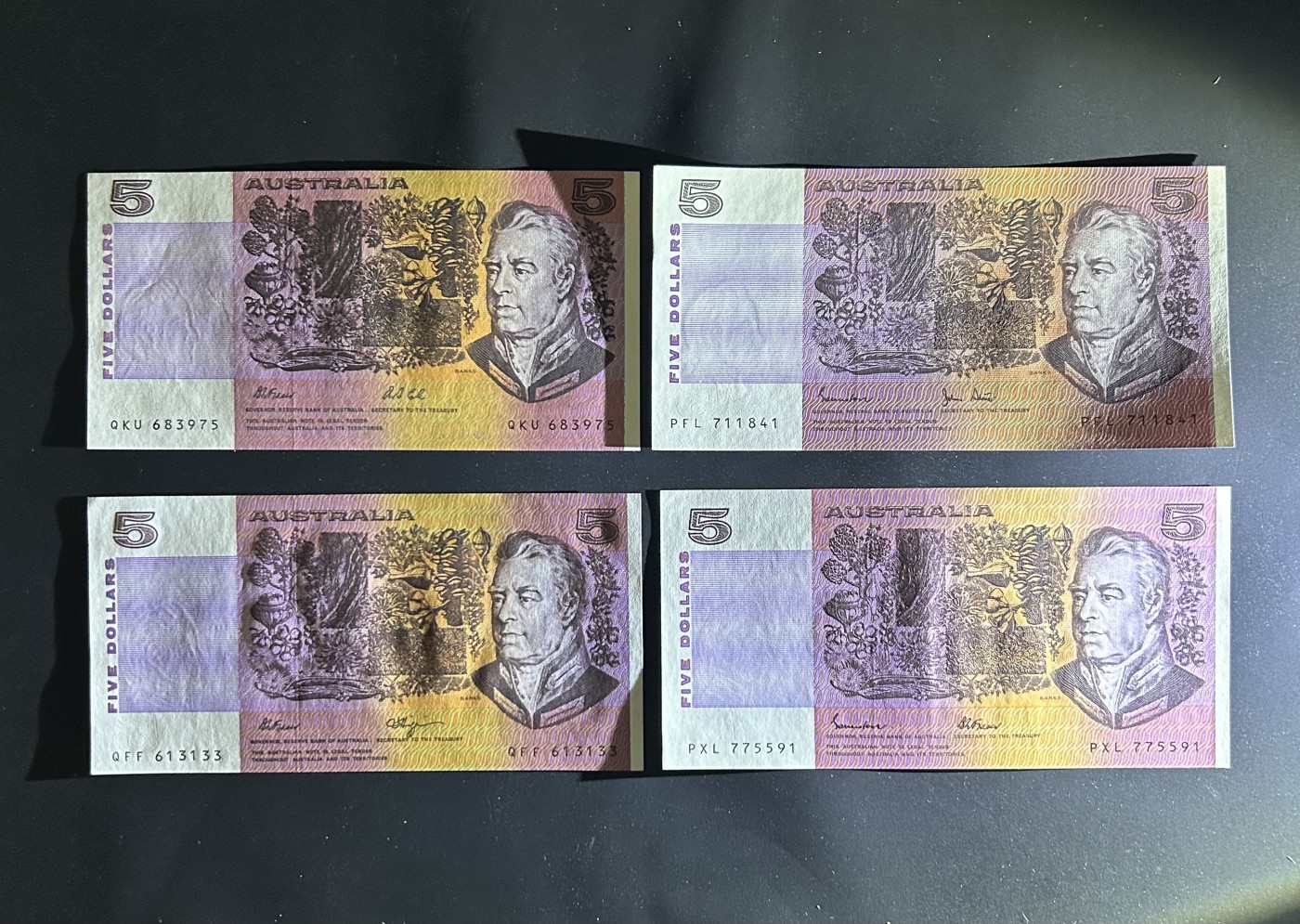 【丑猫1230】今晚6点整，自动快拍 70-91年澳洲四种签名unc*4