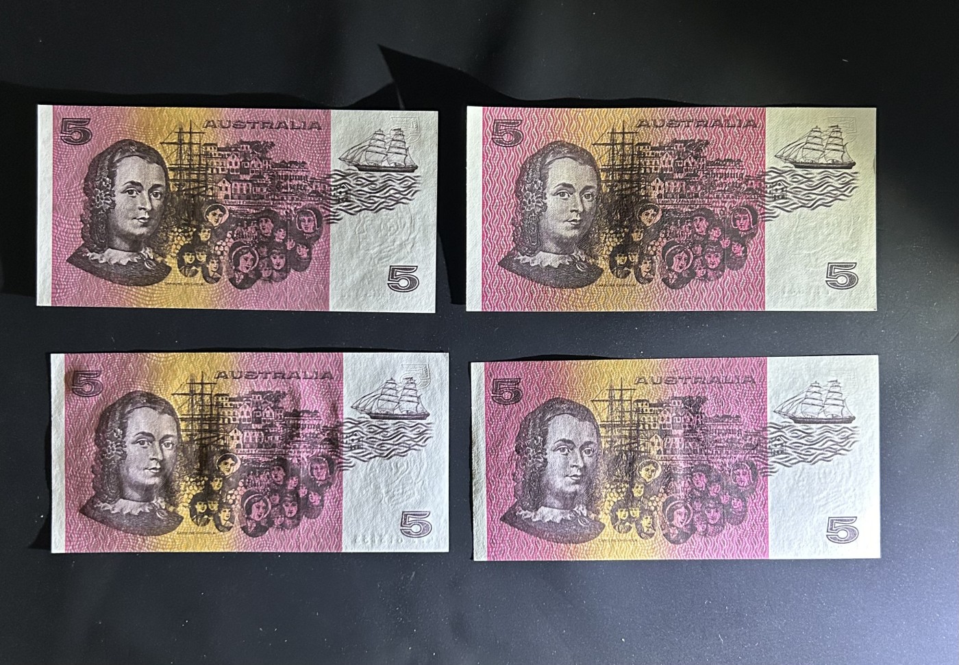 【丑猫1230】今晚6点整，自动快拍 70-91年澳洲四种签名unc*4