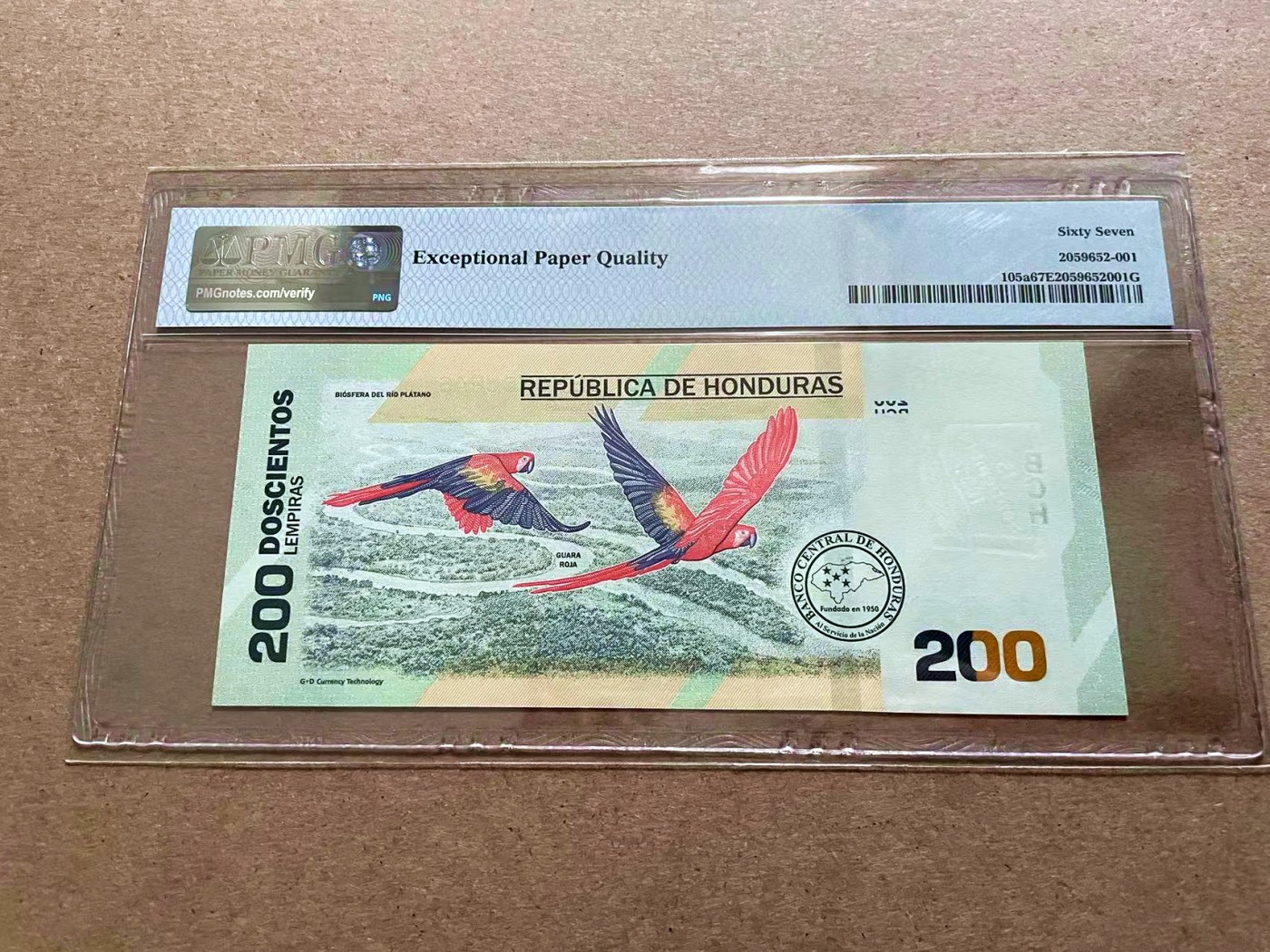 【Blue Auction】✨世界纸币精拍第410期【精】 【A冠无47】洪都拉斯 2019年200伦皮拉 PMG67EPQ 纪念钞
