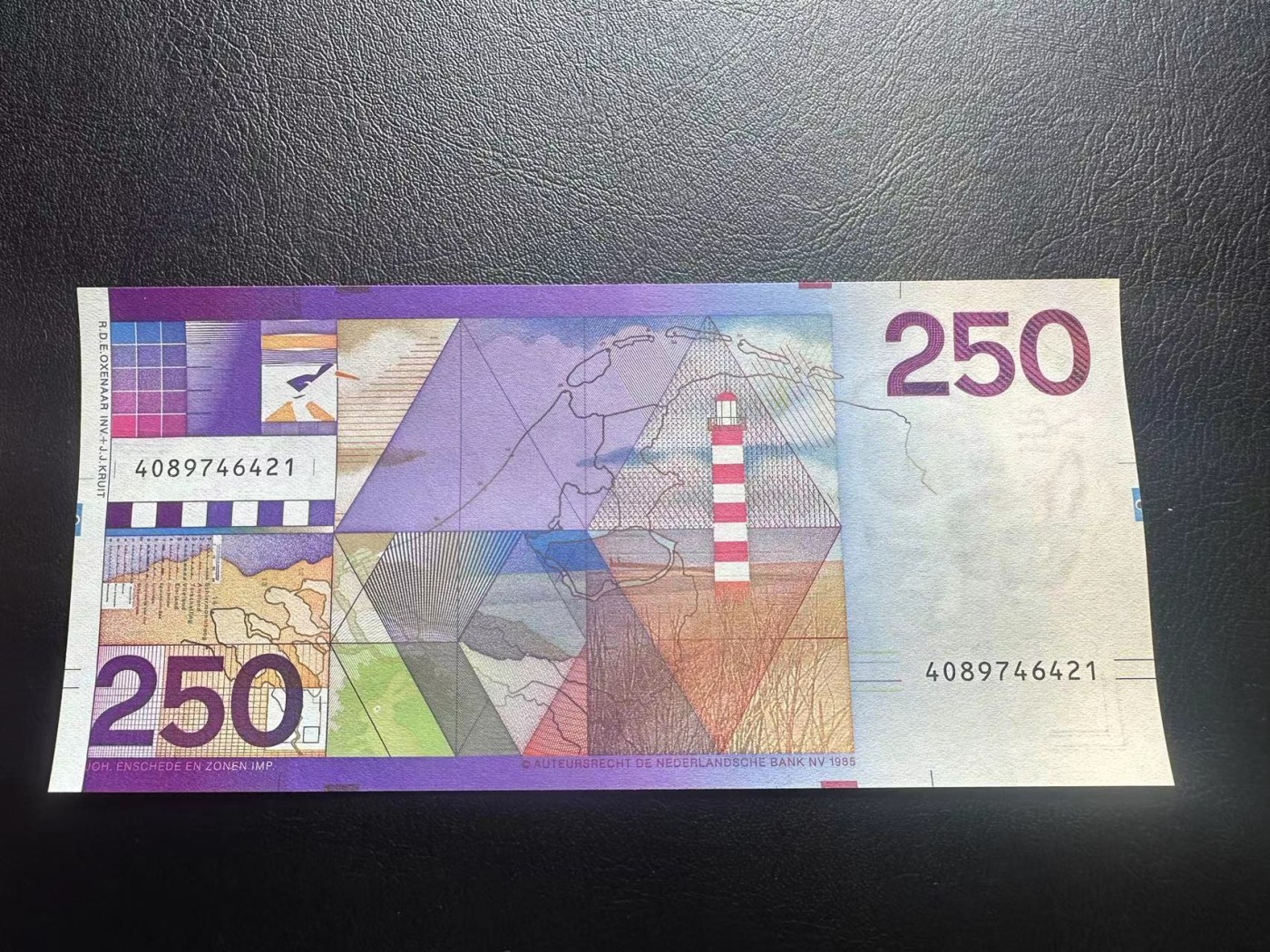 【Blue Auction】✨世界纸币精拍第410期【精】 荷兰 1985年250盾 灯塔 UNC- 轻微荧光 