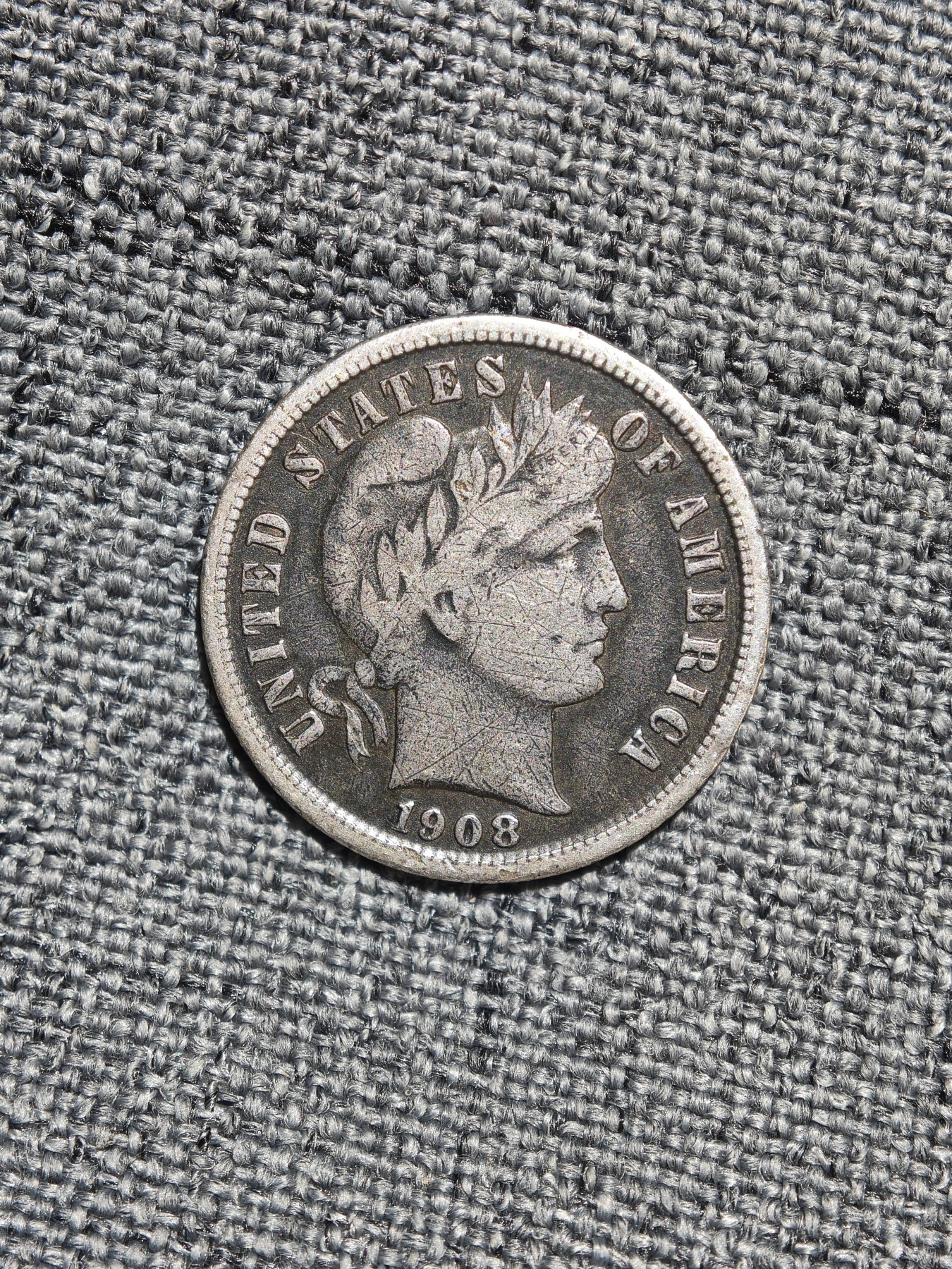 外国硬币收藏店第6期 美国1908年巴伯10分银币