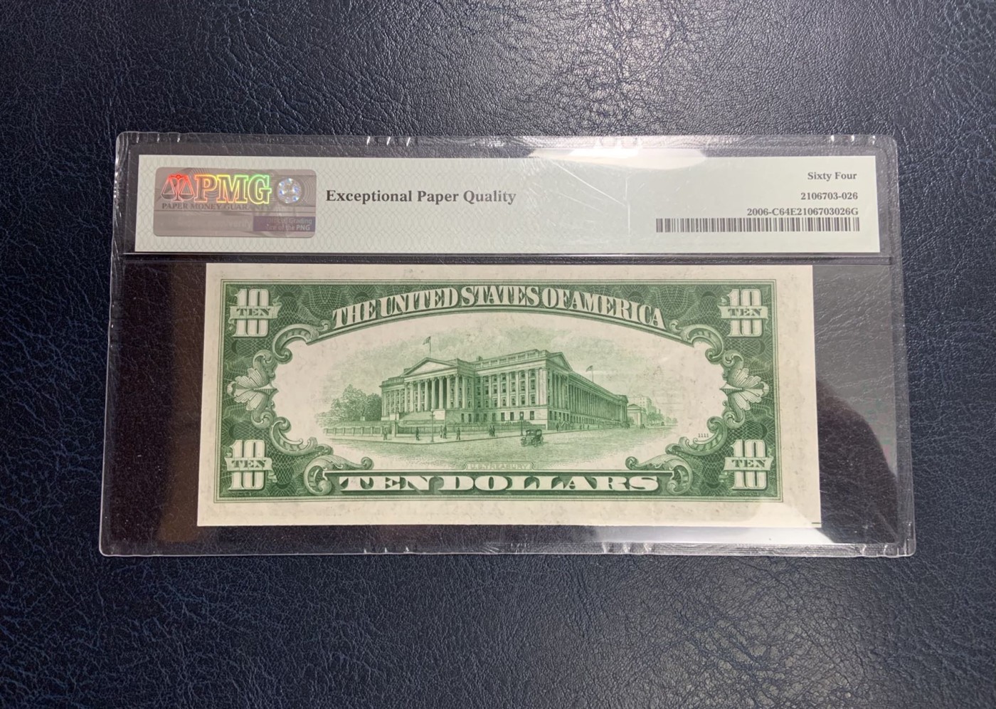 收藏联盟Quantum Auction 第314期拍卖  美国联邦储备1934年10元 PMG64e