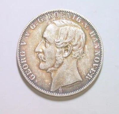 德国汉诺威1859年 乔治五世狮马1泰勒银币 极美品 - 德国汉诺威1859年 乔治五世狮马1泰勒银币 极美品