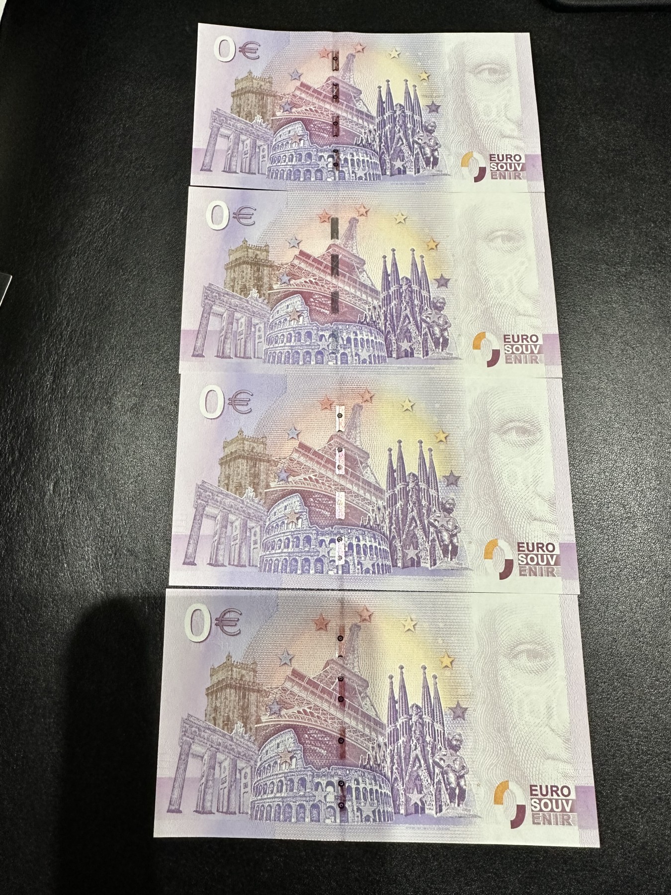 《外钞收藏家》第三百二十五期（连拍第二场） 0欧元纪念钞 4张一起 全新UNC