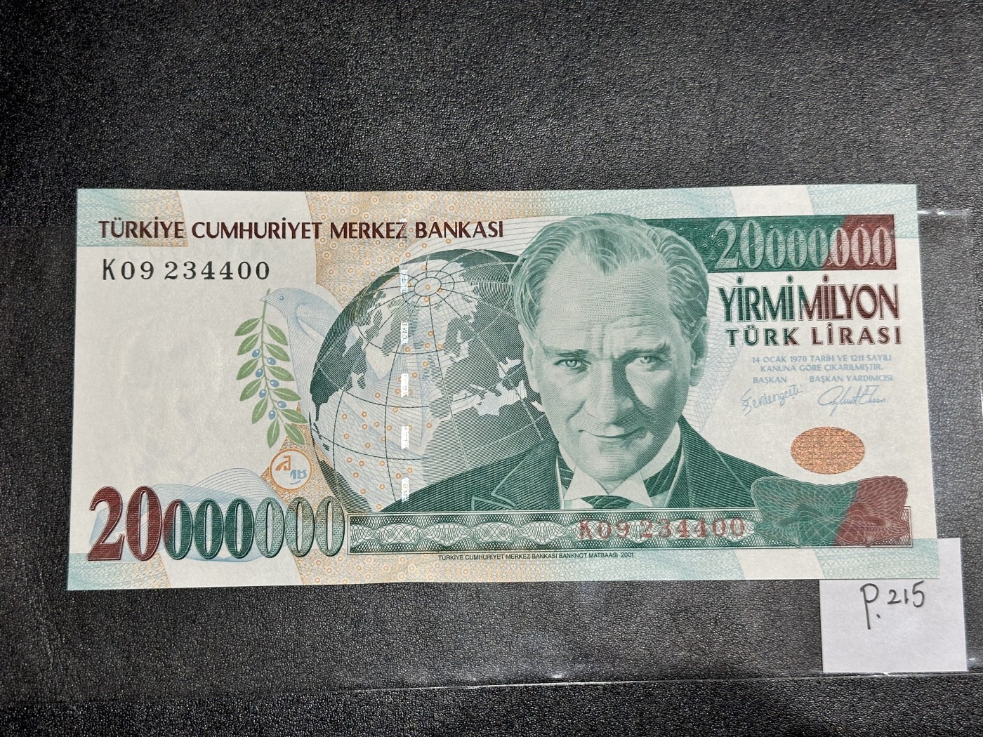 《外钞收藏家》第三百二十四期 地中海四国专场（土耳其/塞浦路斯/叙利亚/黎巴嫩） 土耳其1970年第三版2000万里拉（P215）全新