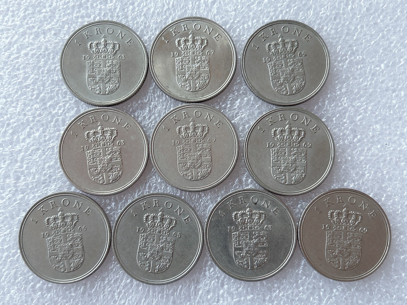 全场一元起拍 世界散币、银币专场 第50期 丹麦60年代1克朗 弗雷德里克九世 10枚