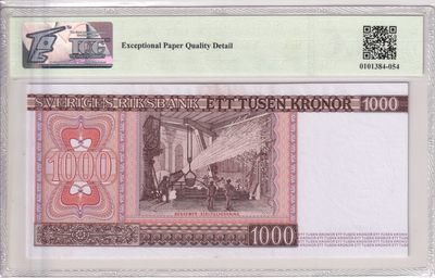🌗乐淘淘世界纸币收藏拍卖 第36期🌓 【2979616】瑞典1988年纸币 1000克朗 TQG66EPQD