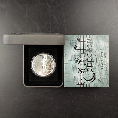 康怡轩钱币【图瓦卢+匈牙利+加拿大+白俄罗斯 纪念币专场】第251006期  2011年图瓦卢发行作曲家-弗朗茨·李斯特1盎司1元精制纪念银币 白斑