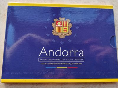 道一币馆币章第二十七场 - 原包装 安道尔2002年套币七枚+1欧元纪念币2枚 九枚套装