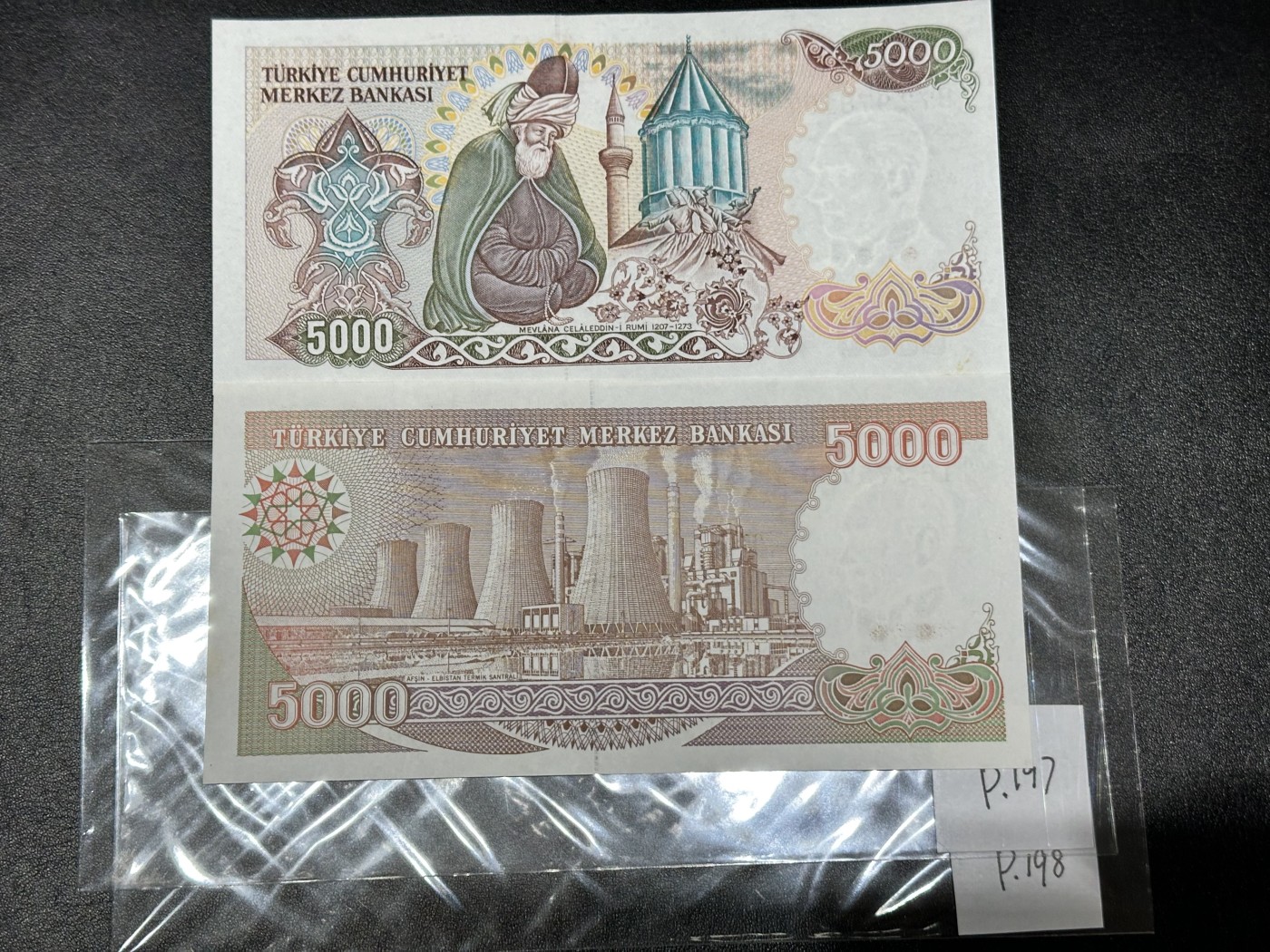 《外钞收藏家》第三百二十四期 地中海四国专场（土耳其/塞浦路斯/叙利亚/黎巴嫩） 土耳其1970年第二版5000里拉一对，背面不同（P197/P198）全新