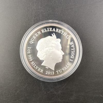 康怡轩钱币【图瓦卢+匈牙利+加拿大+白俄罗斯 纪念币专场】第251006期  2013年图瓦卢发行伞蜥1元彩色精制纪念银币