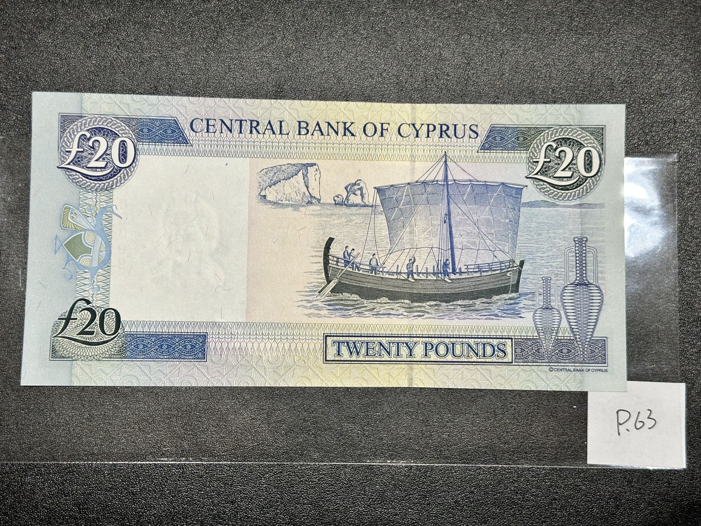 《外钞收藏家》第三百二十四期 地中海四国专场（土耳其/塞浦路斯/叙利亚/黎巴嫩） 塞浦路斯1997年20镑（P63），K99号券 全新