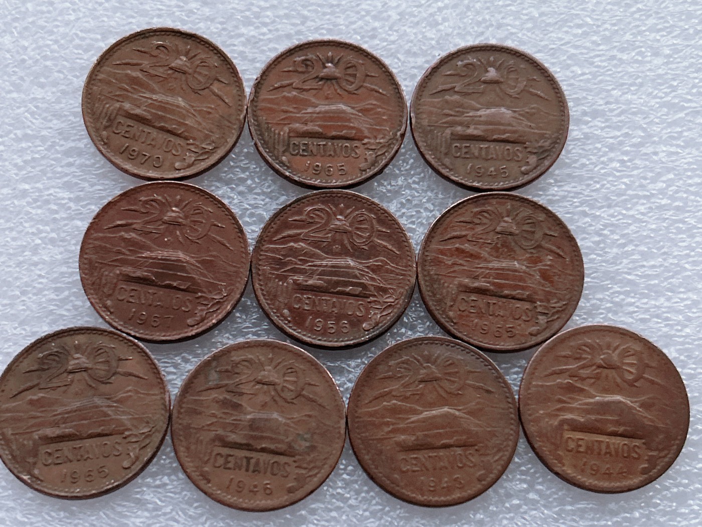 全场一元起拍 世界散币、银币专场 第50期 墨西哥20分大铜币 10枚