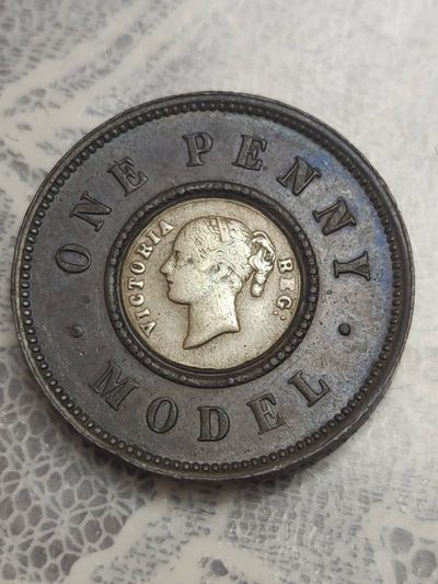 燕姐换藏第72拍 英国1848年双色币一便士银芯铜圈