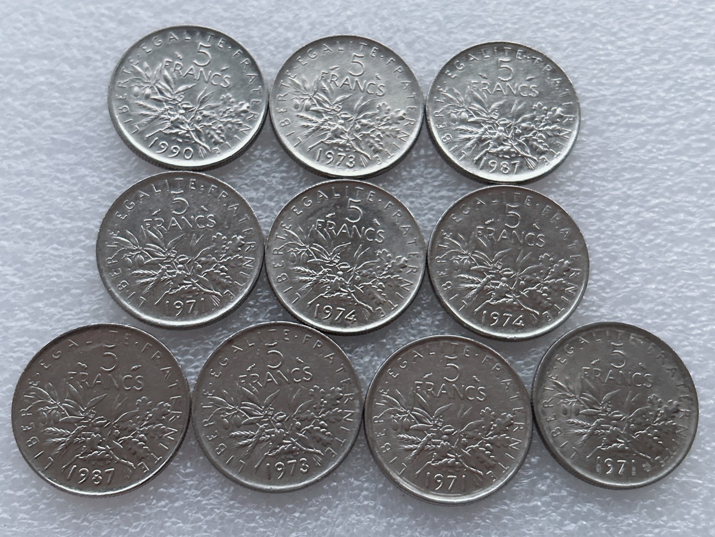 全场一元起拍 世界散币、银币专场 第50期 法国5法郎硬币 10枚