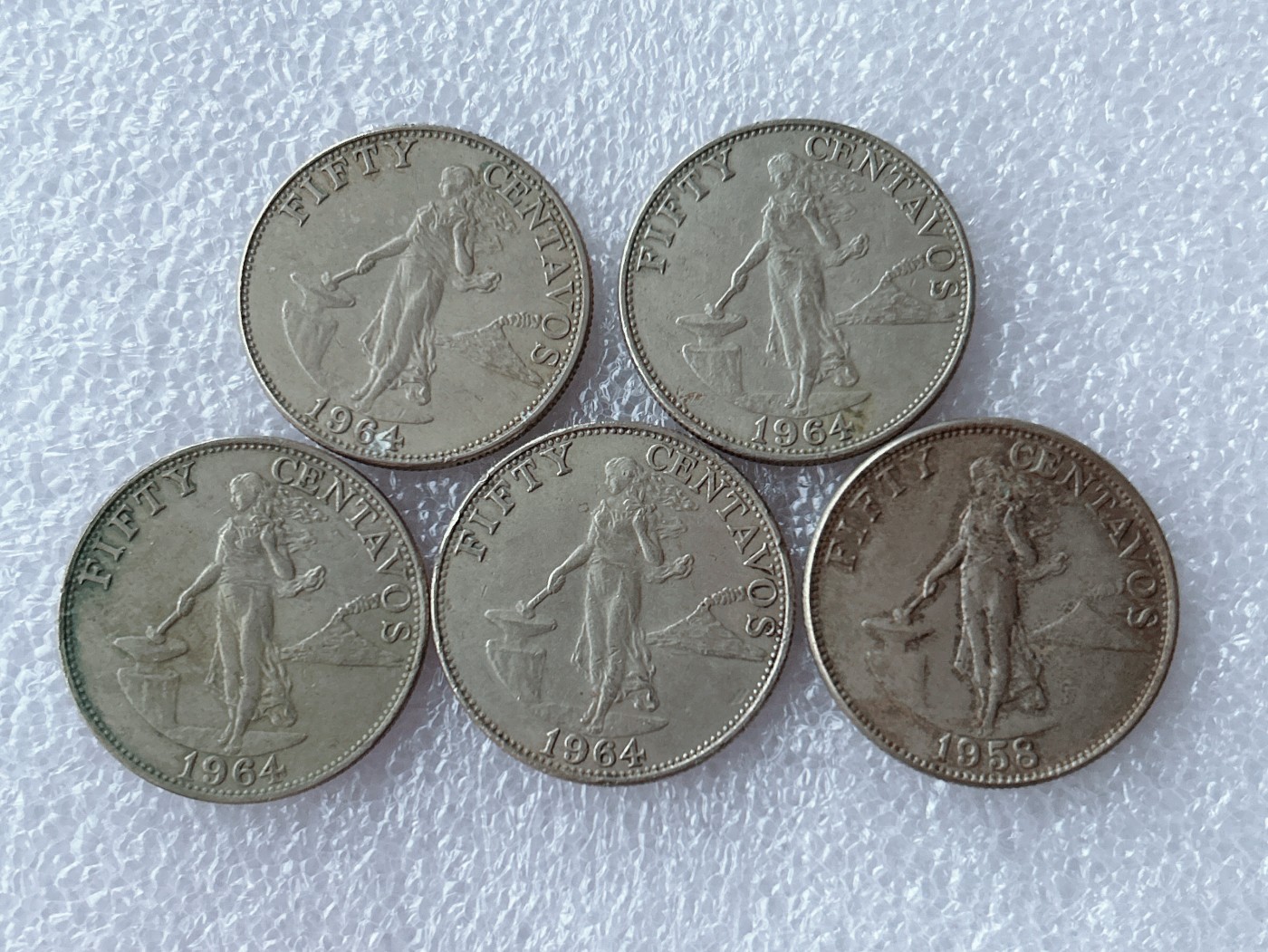 全场一元起拍 世界散币、银币专场 第50期 菲律宾打铁女神50分硬币 5枚