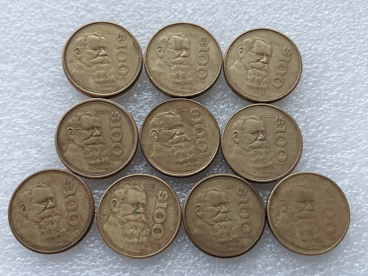 全场一元起拍 世界散币、银币专场 第50期 墨西哥100比索人物铜币 10枚