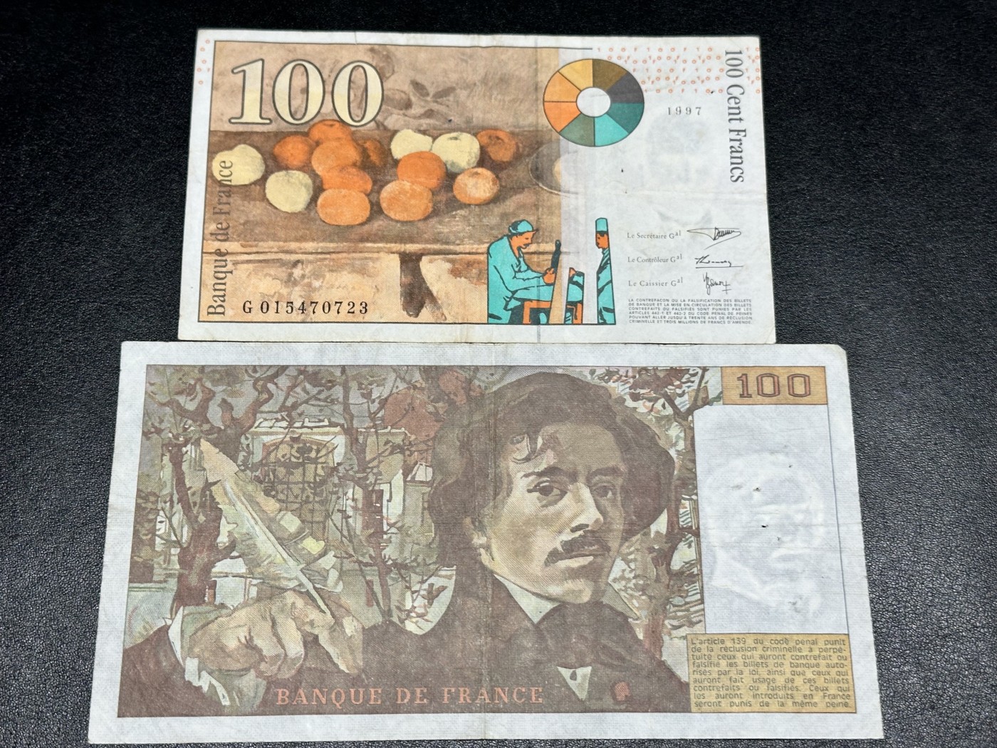 《外钞收藏家》第三百二十五期（连拍第二场） 法国100法郎两个版本 一起 流通品相