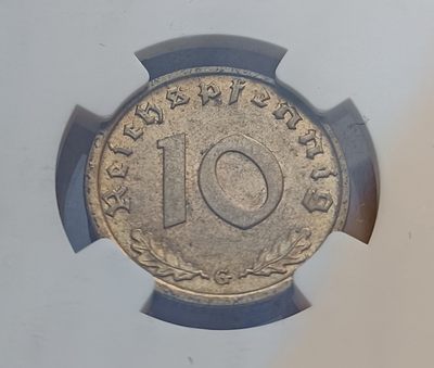 瓶子🏺第123期拍卖会  第三帝国1938年10芬尼  NGC MS64