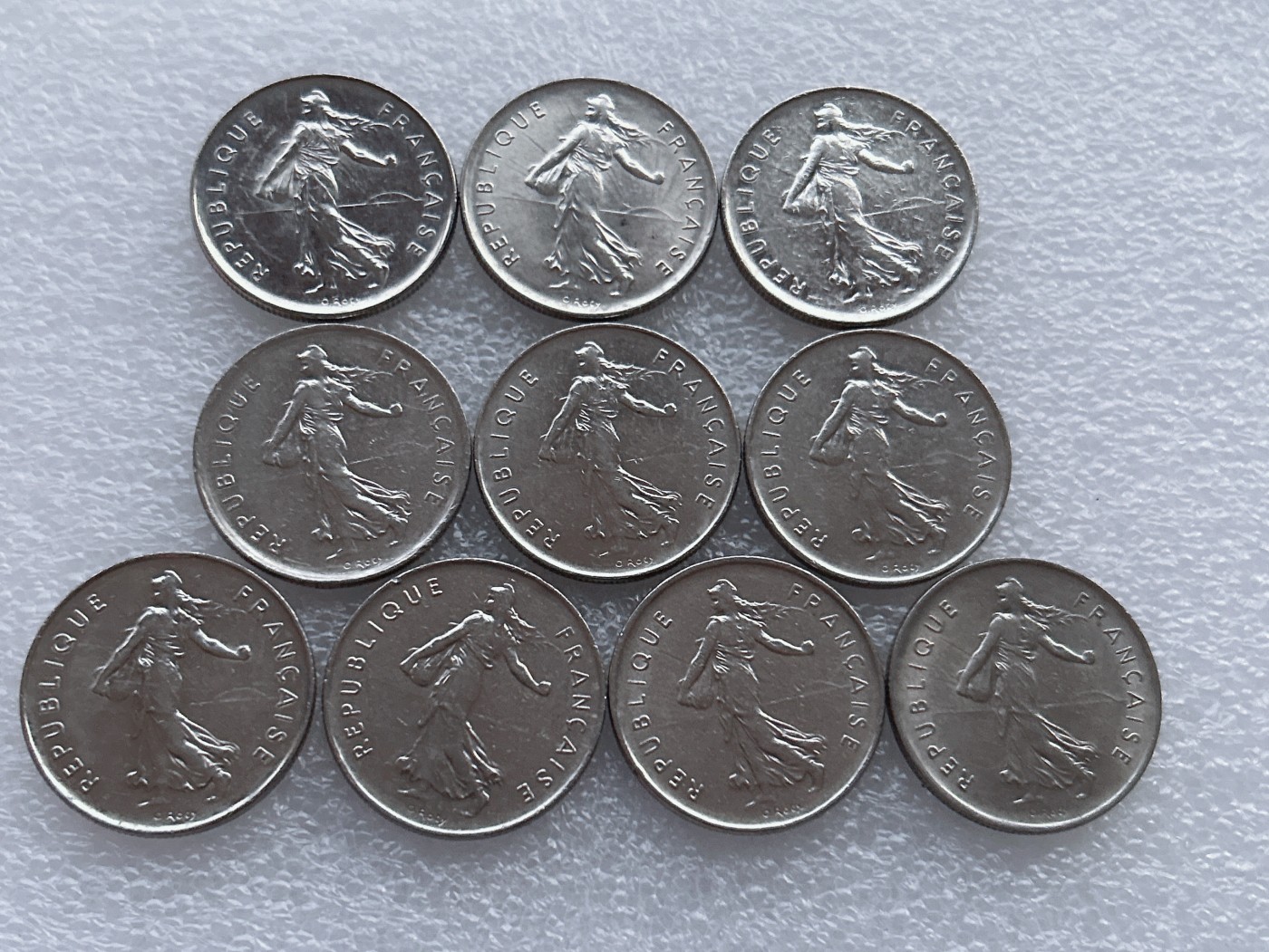 全场一元起拍 世界散币、银币专场 第50期 法国5法郎硬币 10枚