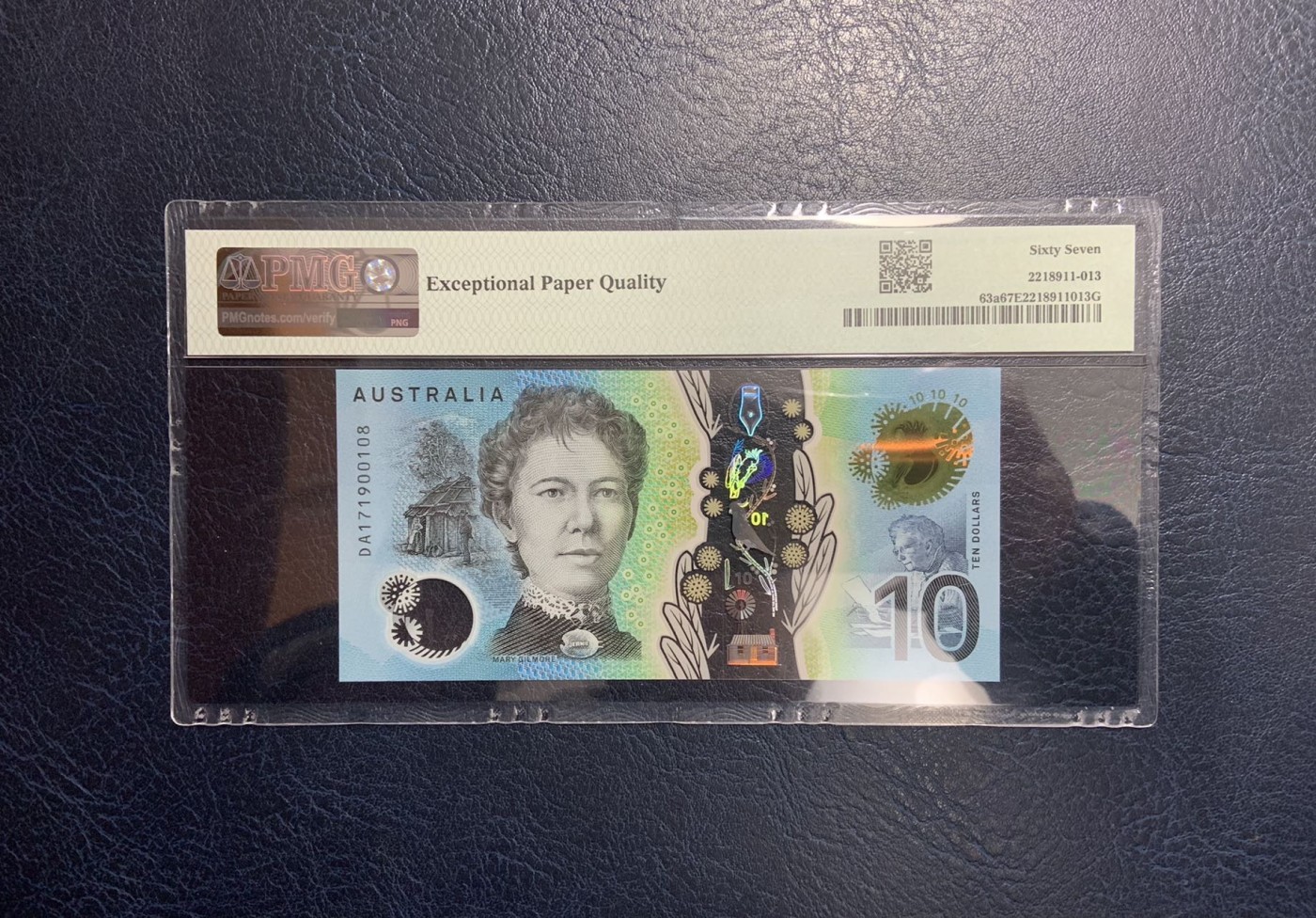 收藏联盟Quantum Auction 第314期拍卖  澳大利亚2017年10元 PMG67 倒置号 DA17为冠号