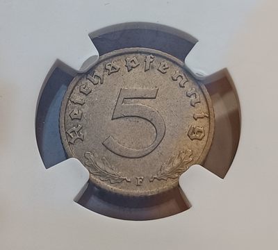 瓶子🏺第123期拍卖会  第三帝国1938年5芬尼  NGC MS63